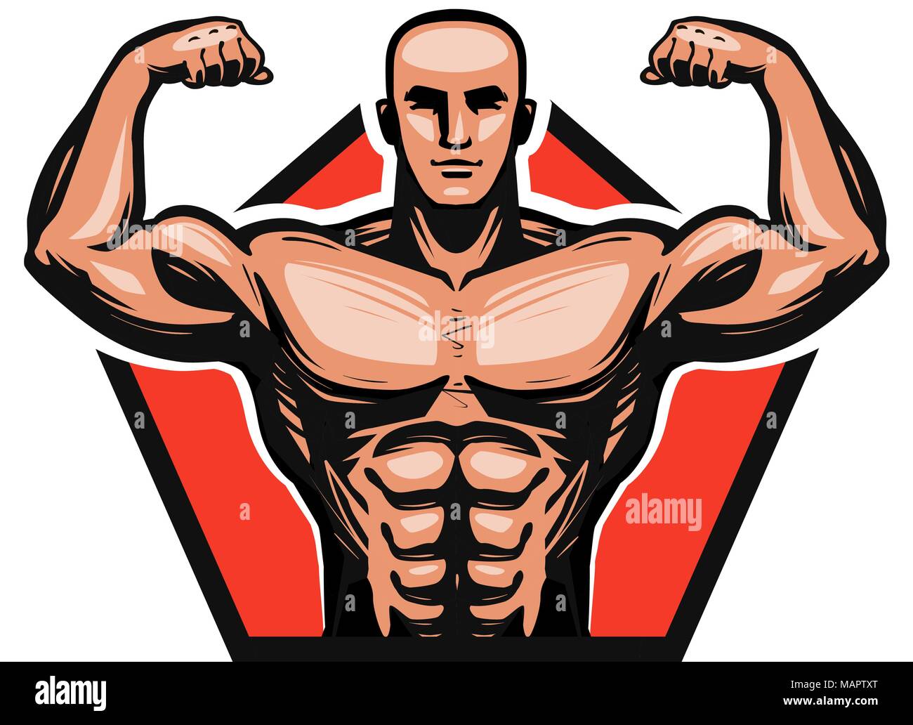 Sport, Fitness, musculation logo ou label. Homme ou muscle bodybuilder. Vector illustration Illustration de Vecteur