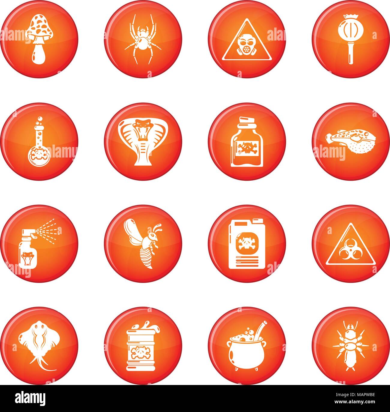 Danger Toxique Poison rouge vector icons set Illustration de Vecteur