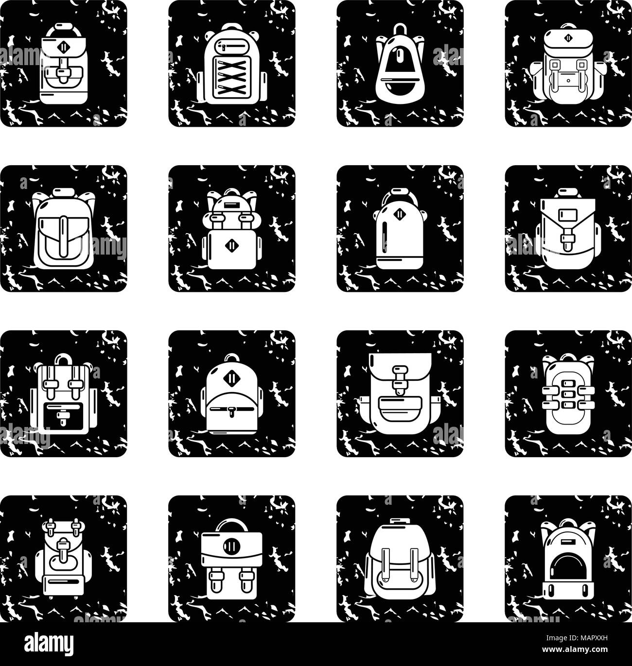 Grunge vector icons set sac à dos Illustration de Vecteur