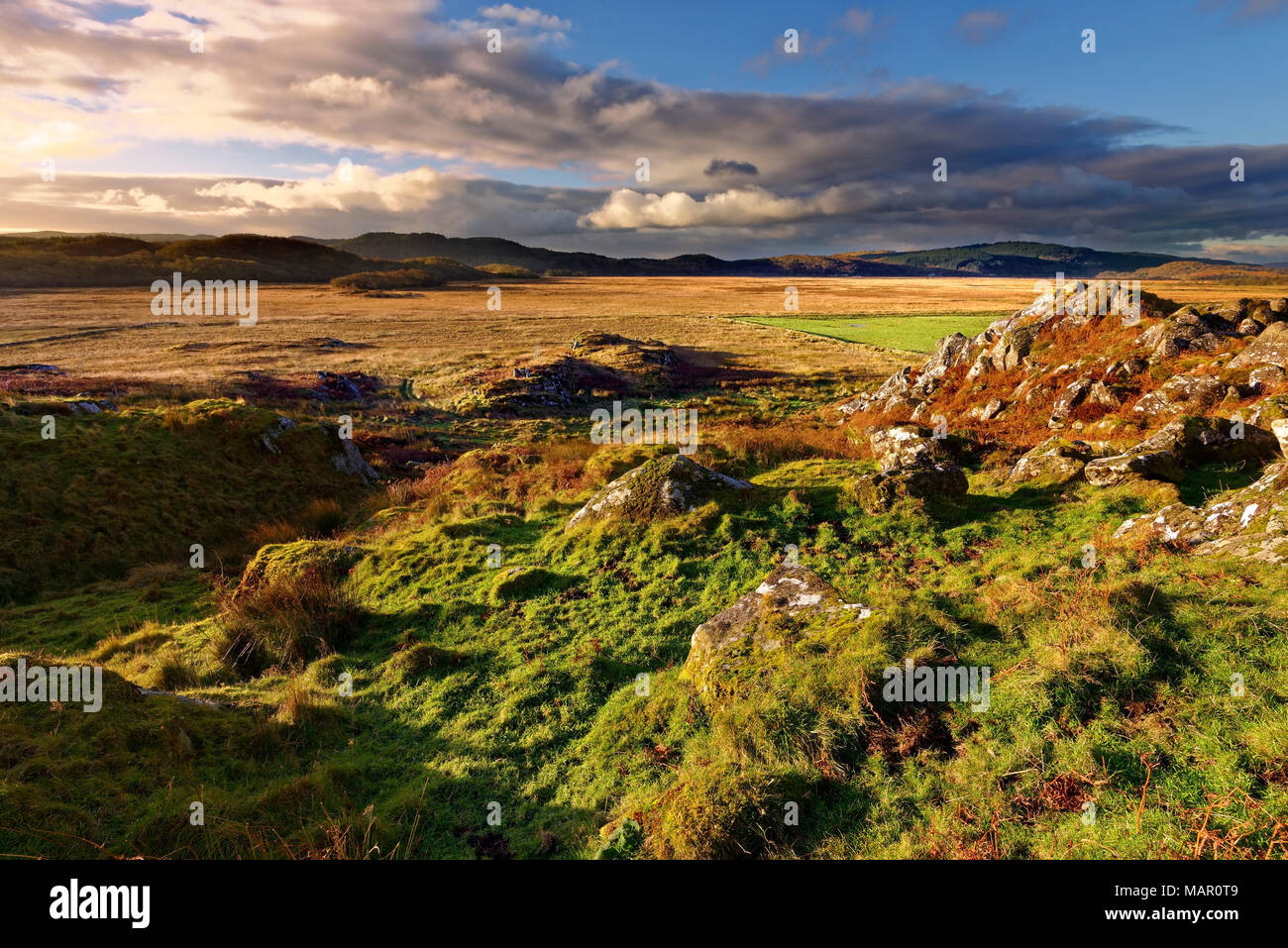 Une vue d'hiver à la Réserve Naturelle de Moine Mhor de Dunadd fort dans les Highlands écossais, Argyll, Scotland, Royaume-Uni, Europe Banque D'Images
