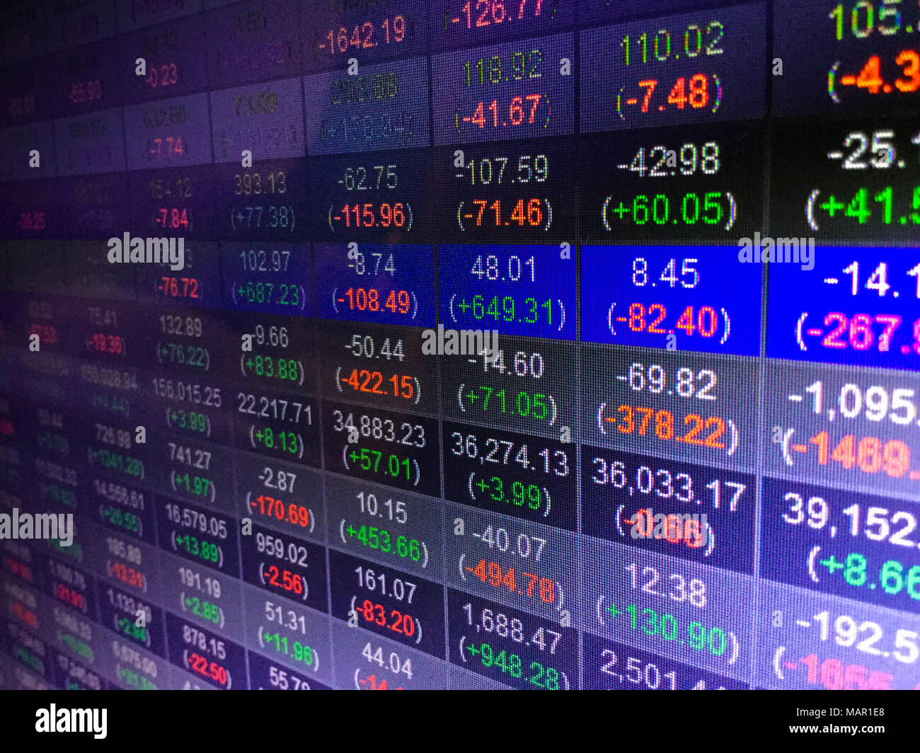 La carte d'affichage du marché boursier fond concept Banque D'Images