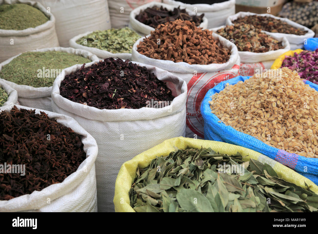 Marché aux épices, le Souk, Mellah (ancien quartier juif), Marrakech (Marrakech), Maroc, Afrique du Nord, Afrique Banque D'Images