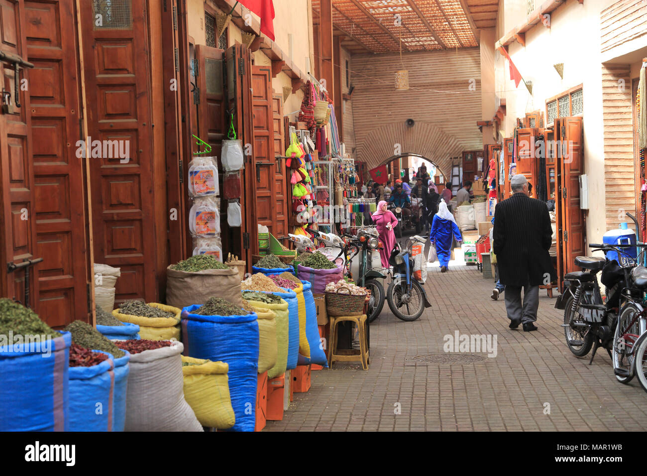 Marché aux épices, le Souk, Mellah (ancien quartier juif), Marrakech (Marrakech), Maroc, Afrique du Nord, Afrique Banque D'Images