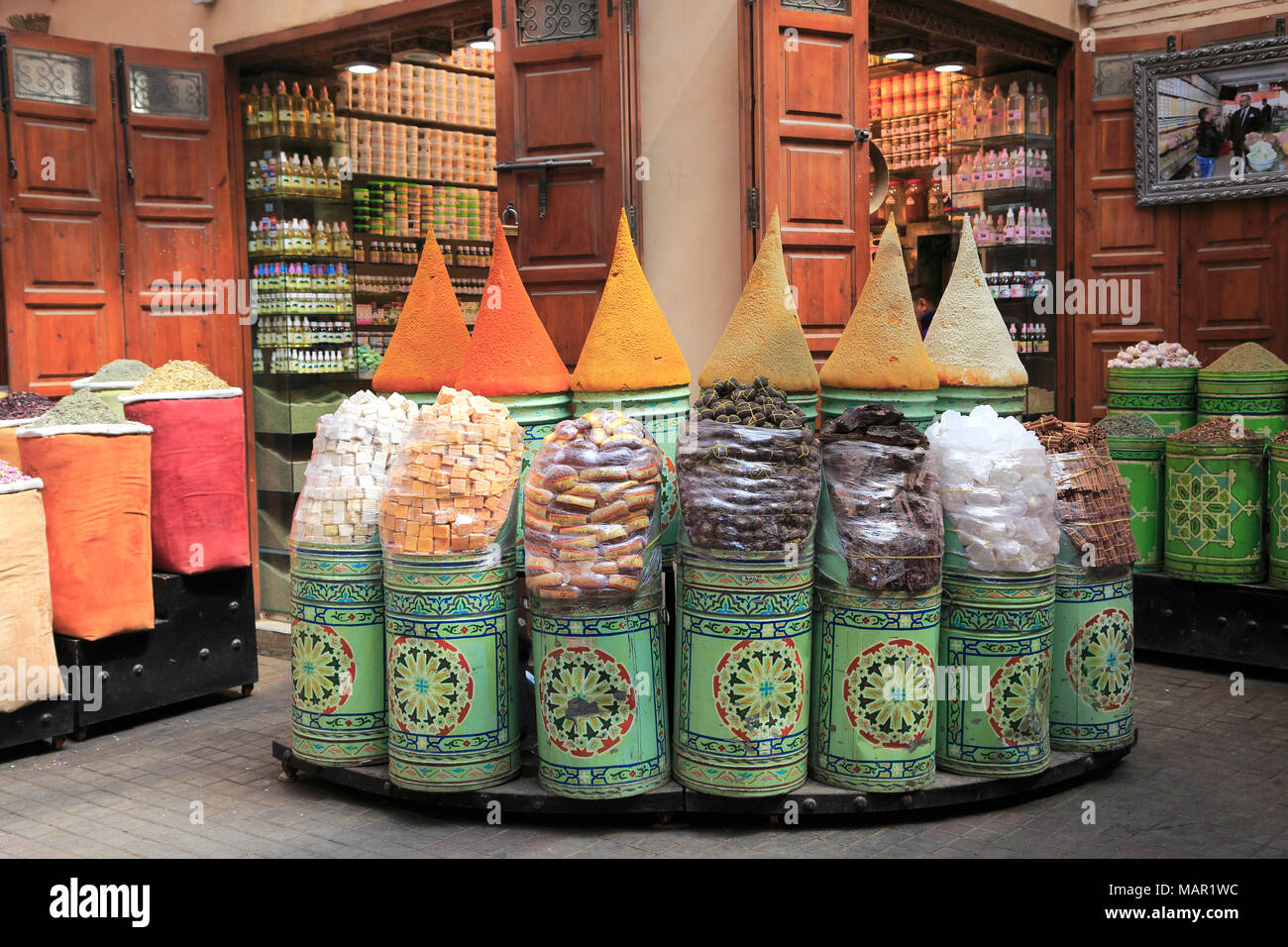 Marché aux épices, le Souk, Mellah (ancien quartier juif), Marrakech (Marrakech), Maroc, Afrique du Nord, Afrique Banque D'Images