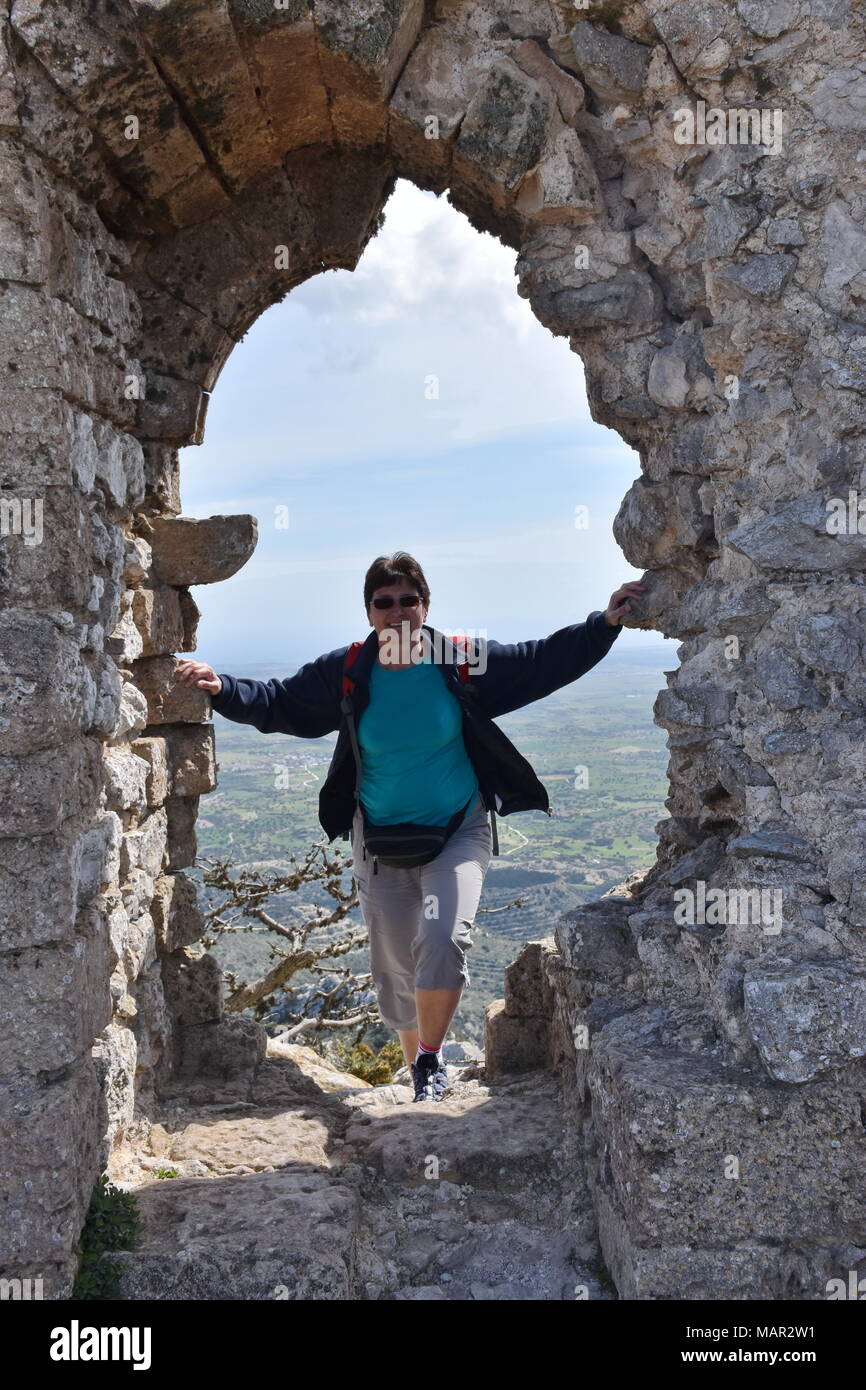 Vue depuis le château de Kantara, Chypre Banque D'Images