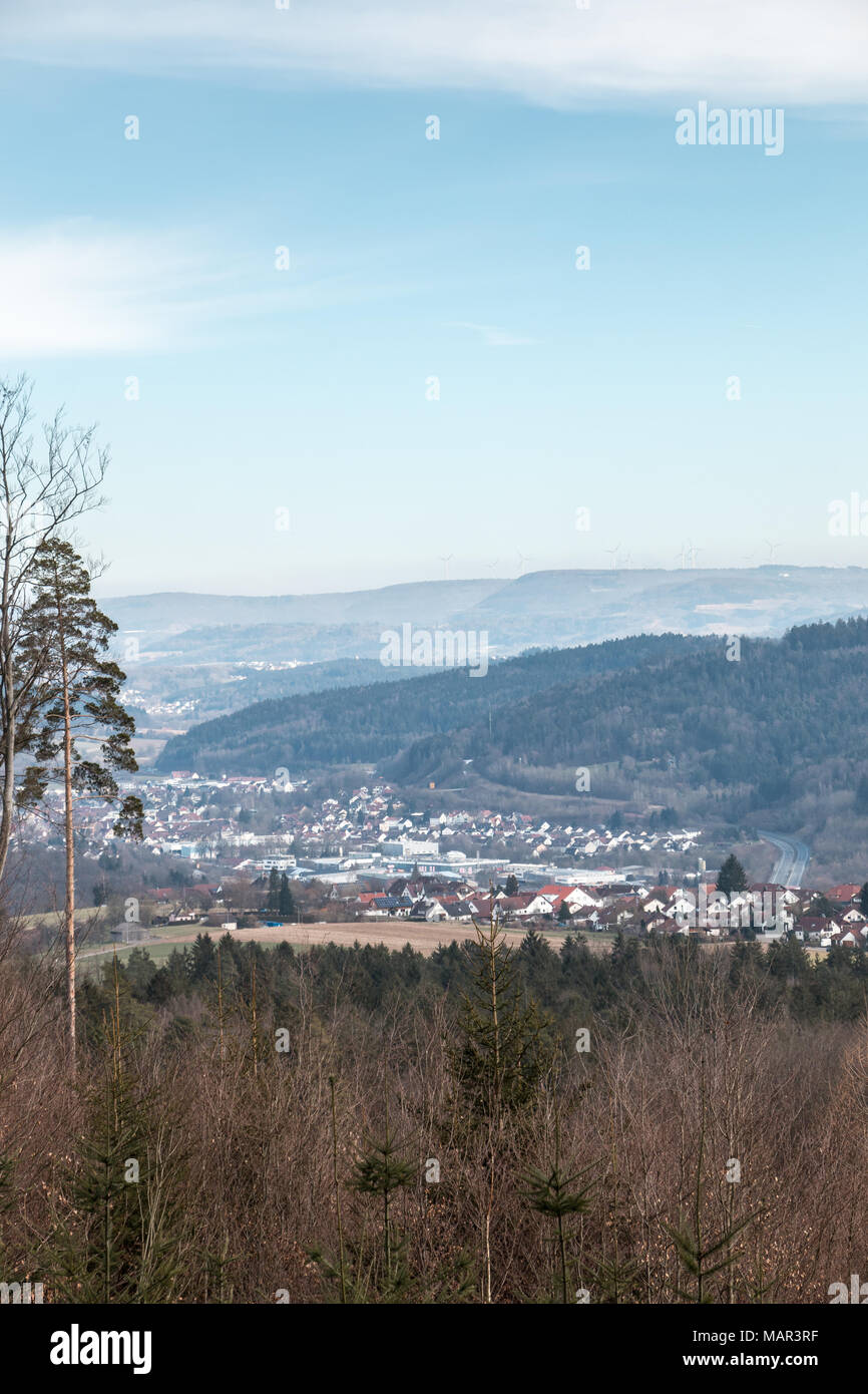Champs, collines, forêts et la civilisation en Allemagne Banque D'Images