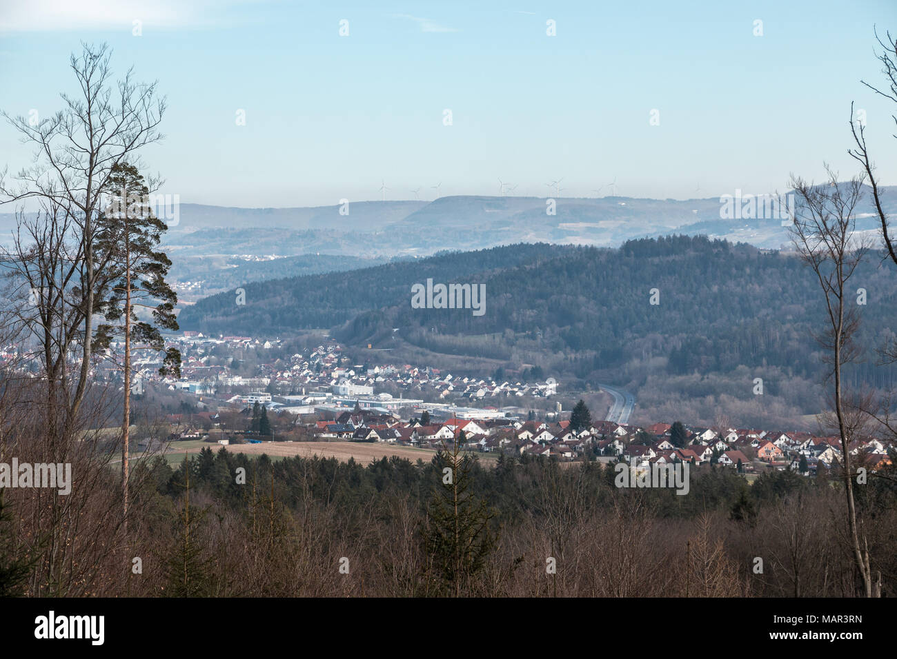 Champs, collines, forêts et la civilisation en Allemagne Banque D'Images