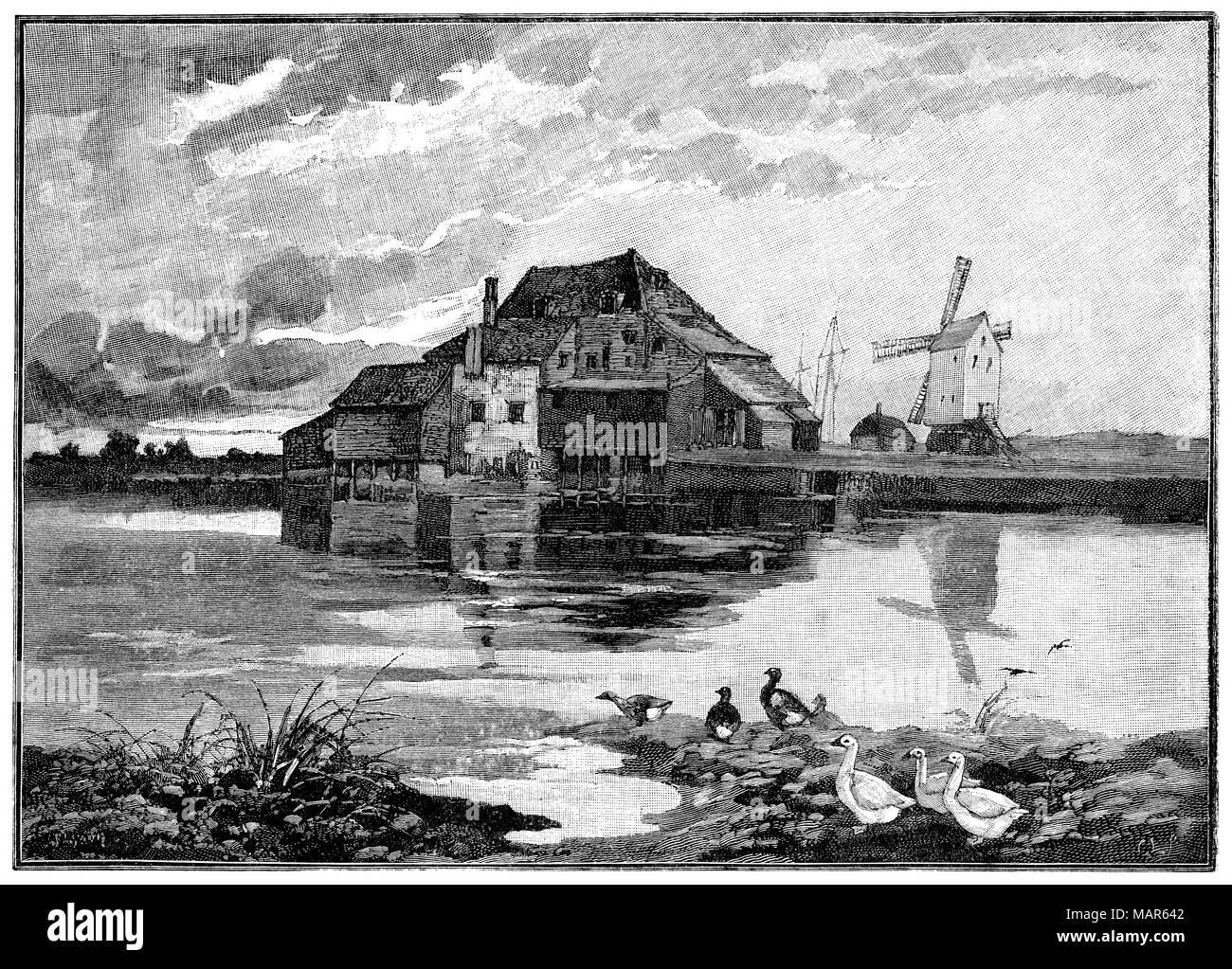 Gravure de 1891 The-Naze Walton-On-dans l'Essex, Angleterre, dessiné par A.F. Lydon pour le garçon son propre papier. Banque D'Images