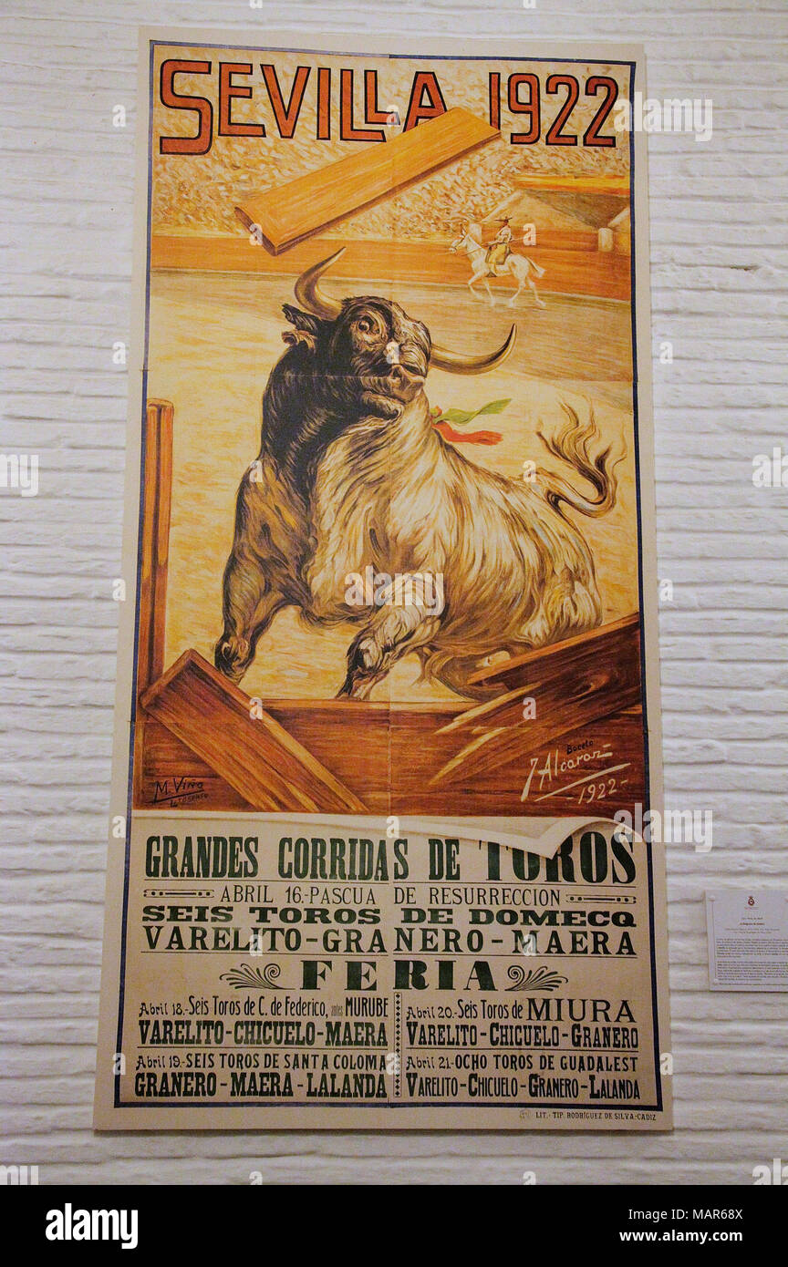 La corrida historique au musée de l'affiche à Séville Banque D'Images