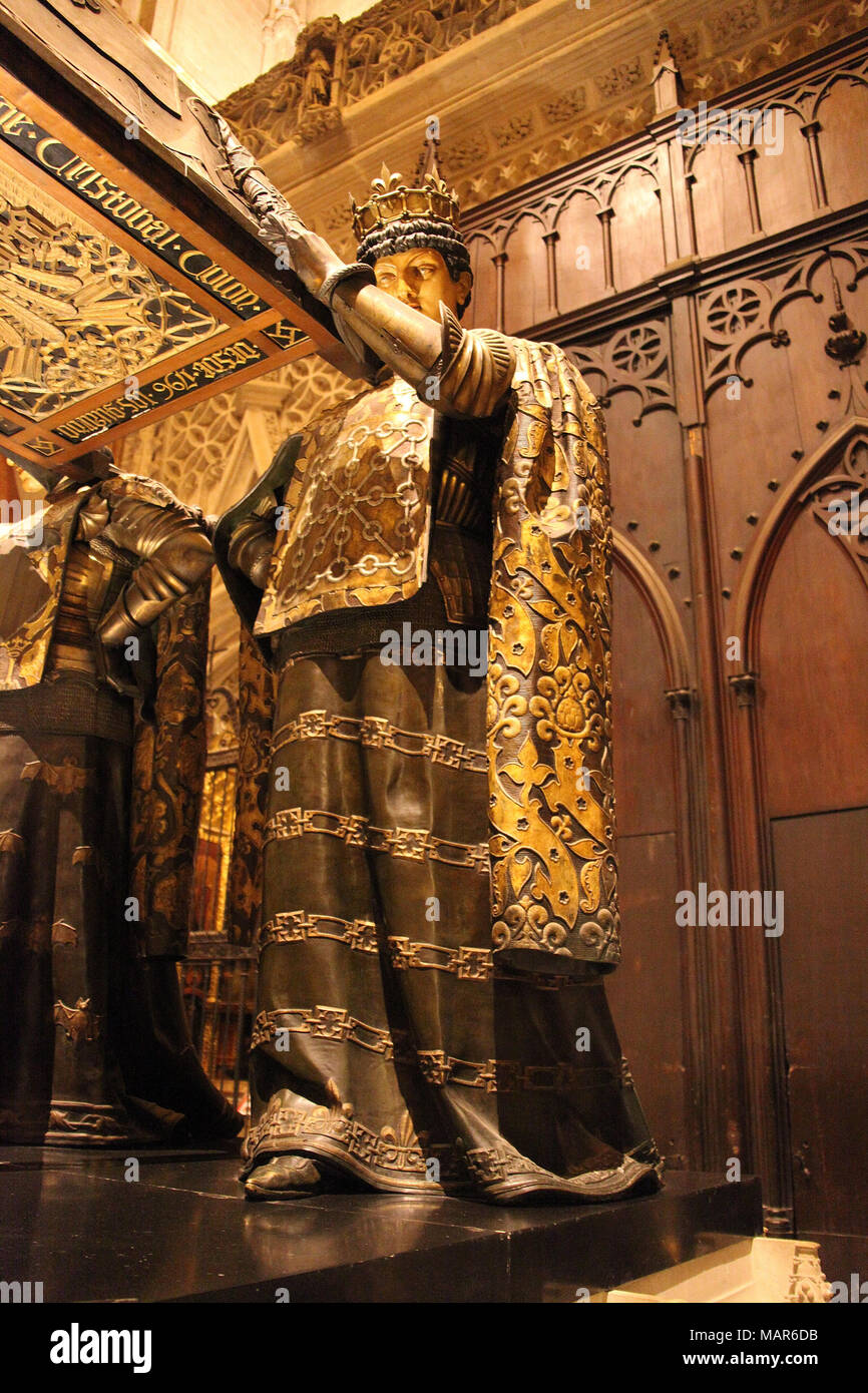 Tombeau de Christophe Colomb dans la Cathédrale de Séville Banque D'Images