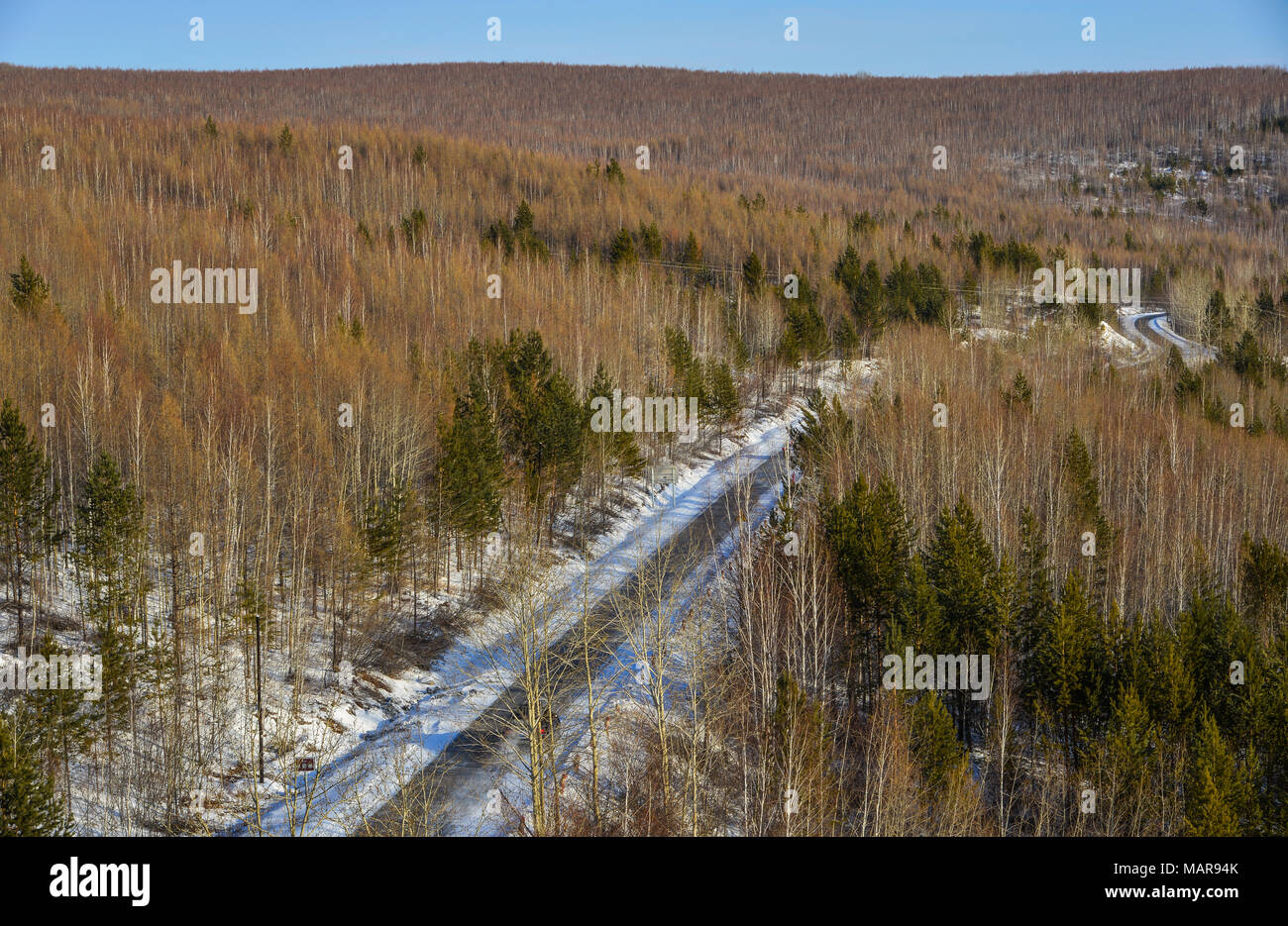 Paysage d'hiver de l'Anhui en Chine. Heilongjiang est bordée de Jilin au sud et de la Mongolie intérieure à l'ouest. Banque D'Images