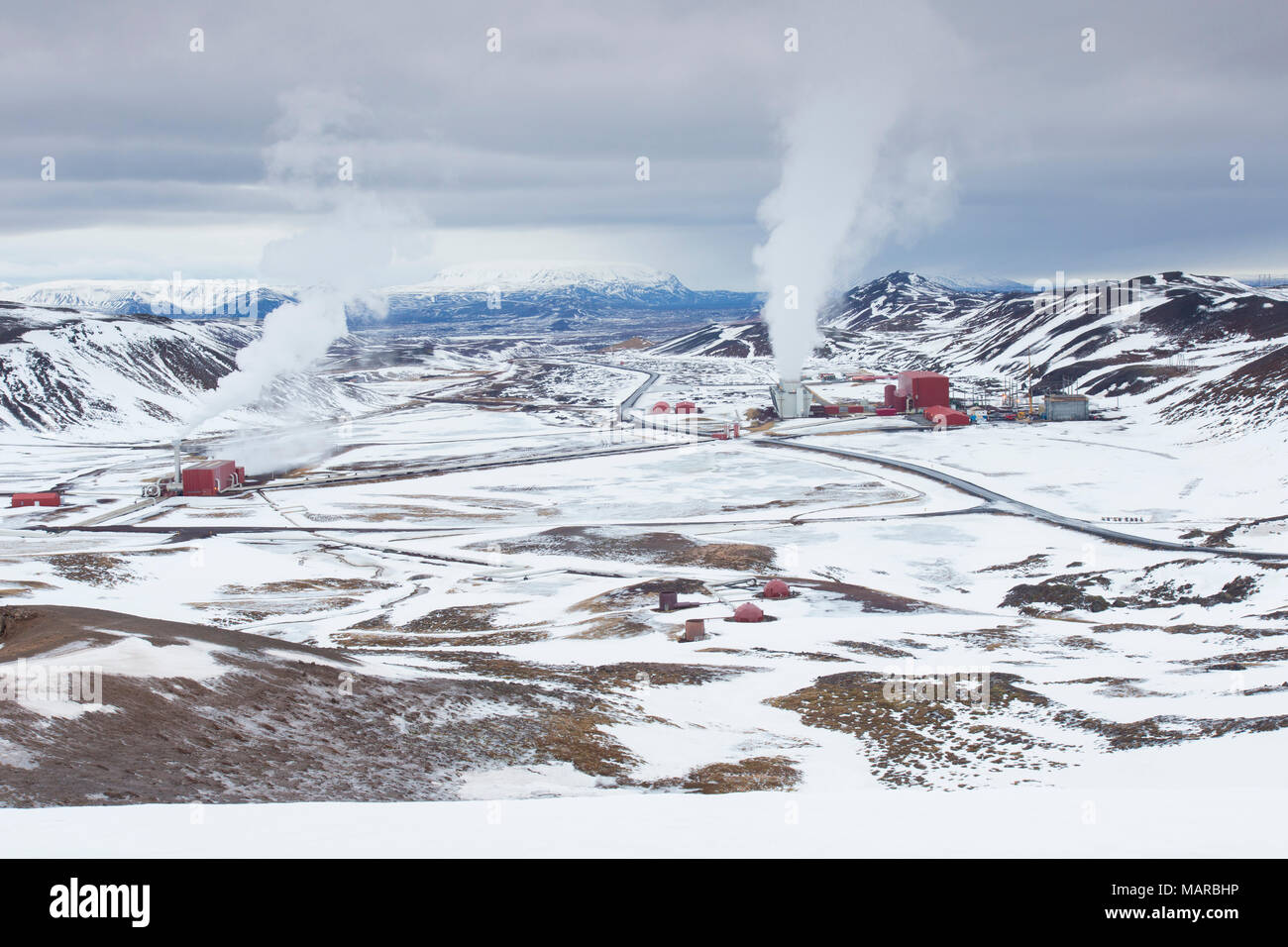 Centrale géothermique Krafla, Islande Banque D'Images