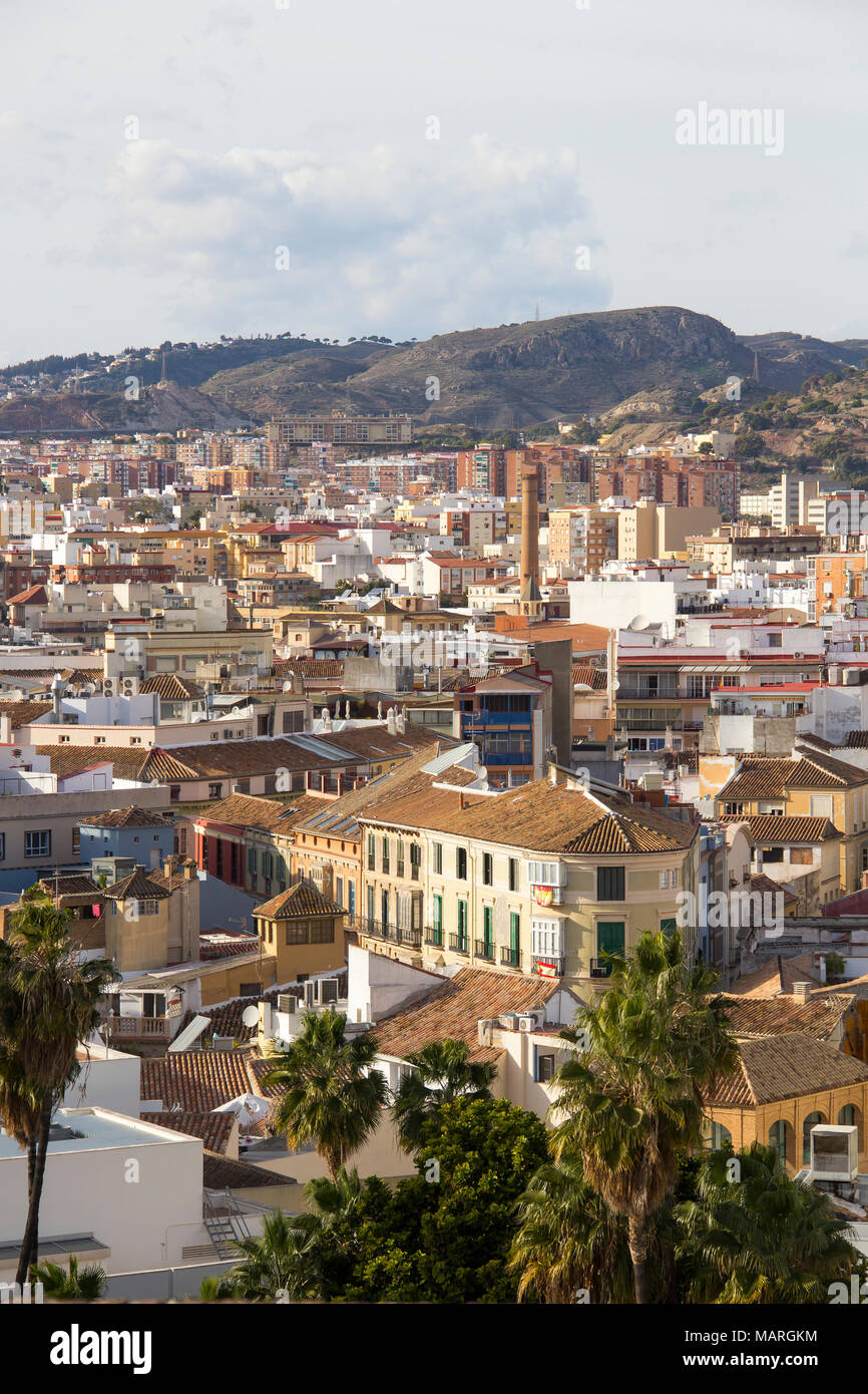 Vue aérienne de Malaga, Andalousie, Costa del Sol, Espagne Banque D'Images