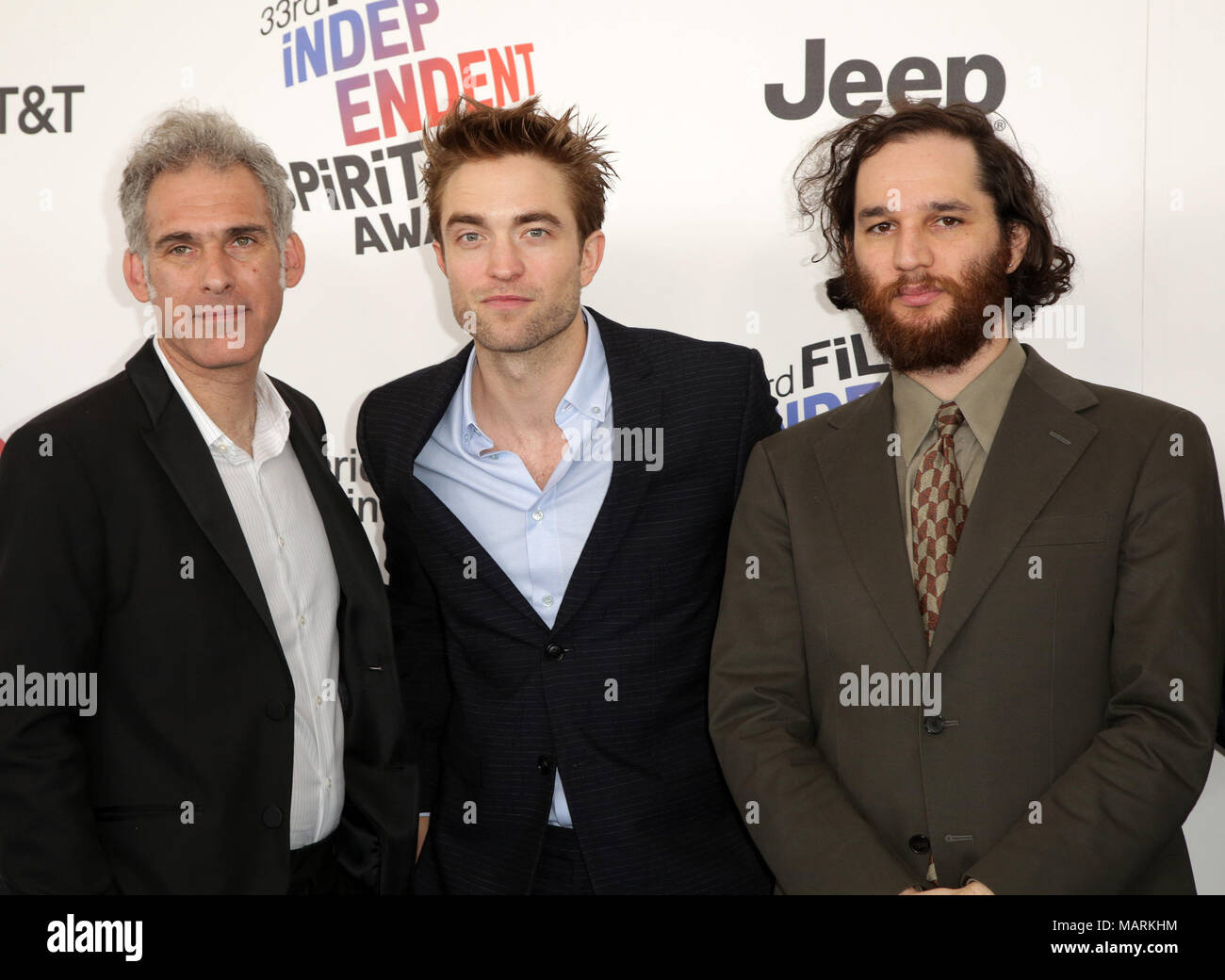 Assister à des célébrités 2018 Film Independent Spirit Awards à Santa Monica. Avec : Ronald Bronstein, Robert Pattinson, Josh Safdie Où : Los Angeles, California, United States Quand : 03 mars 2018 Credit : Brian à/WENN.com Banque D'Images