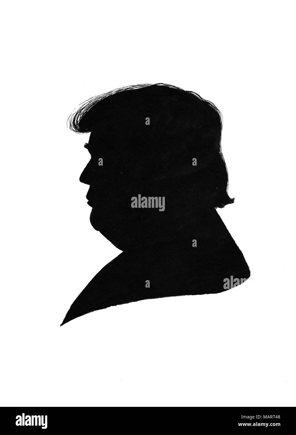 KIEV, UKRAINE - 03 avril 2018 : Donald Trump, silhouette, dessin Banque D'Images