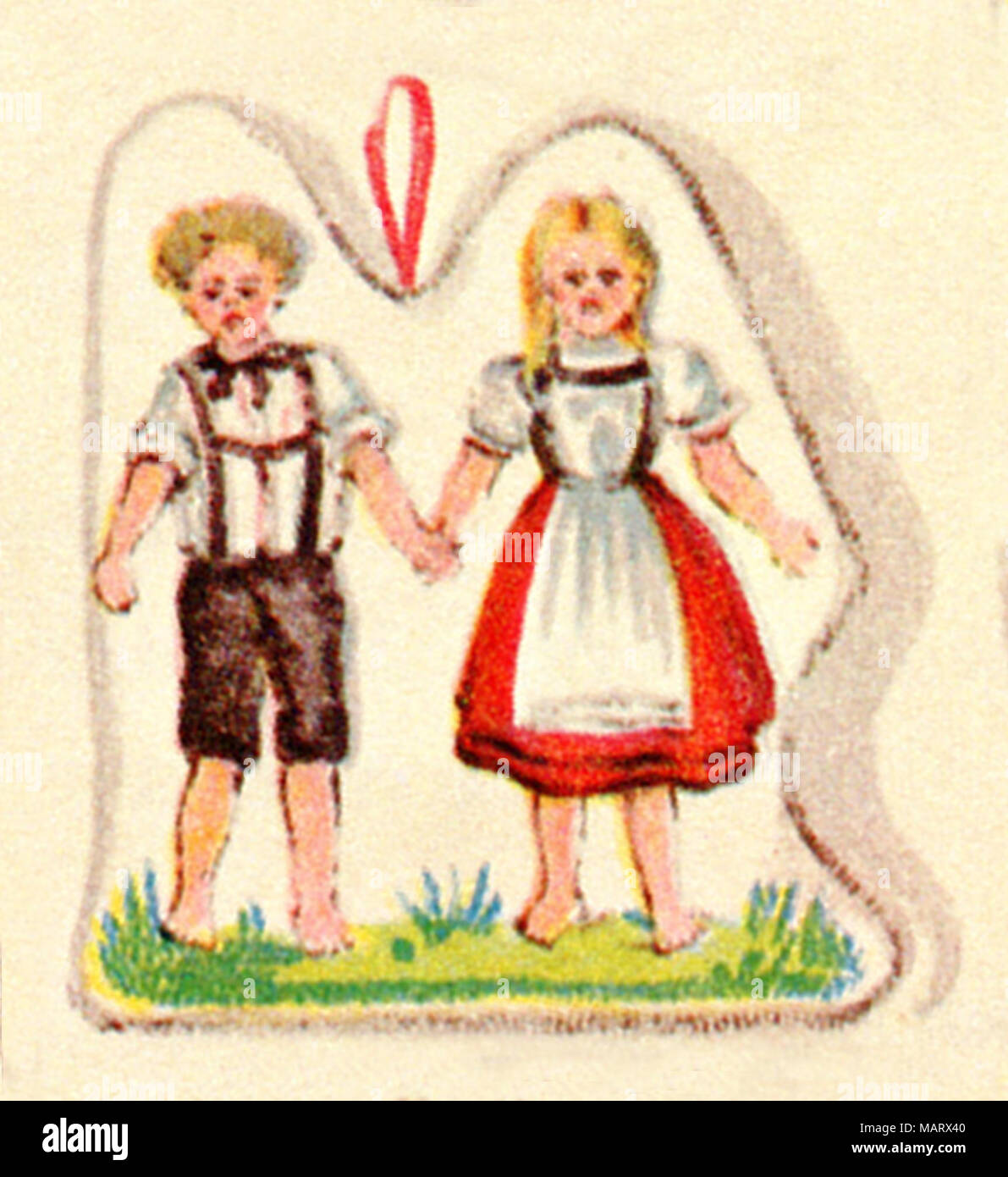 Hansel et Gretel comme motif sur tag biscuit, 1904 Banque D'Images