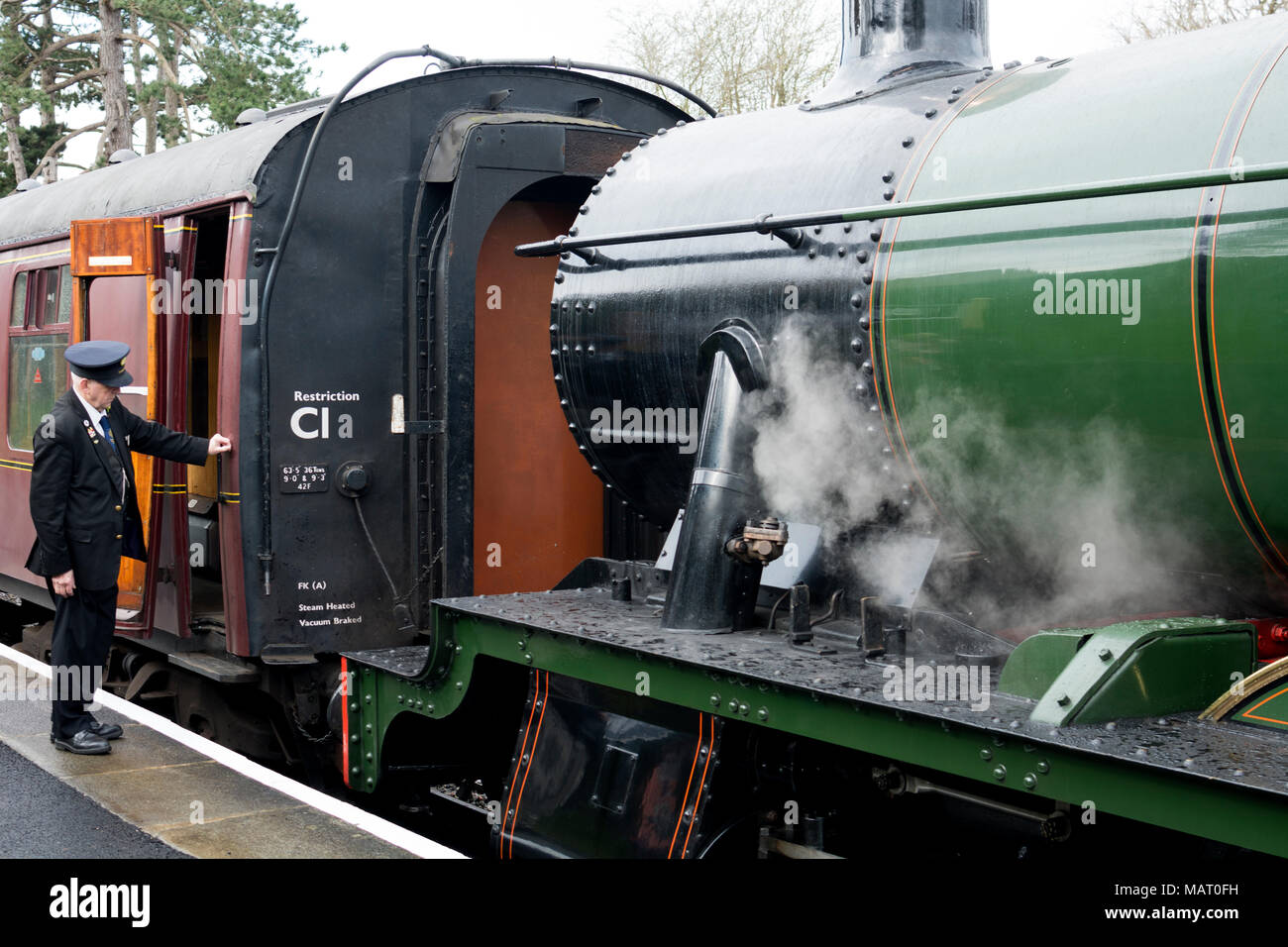 Train à vapeur de la gare de Broadway, Gloucestershire et fer à vapeur de Warwickshire, Worcestershire, Royaume-Uni Banque D'Images