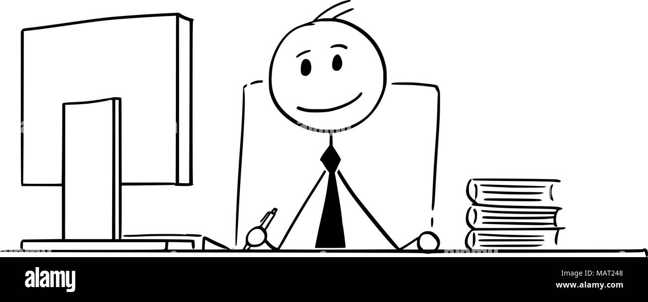Cartoon of Businesswoman Working in Office Illustration de Vecteur