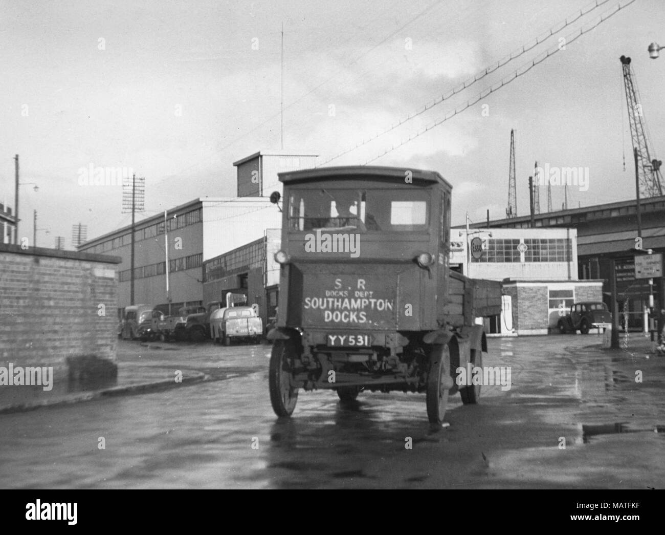 1919 Garrett electric truck à Southampton docks Banque D'Images