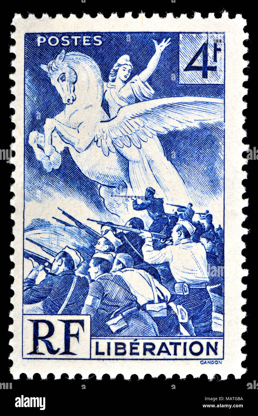Timbre-poste français (1945) Libération : - fin de la Deuxième Guerre mondiale Banque D'Images
