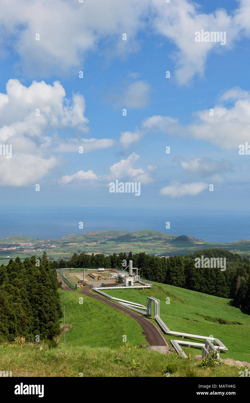 Le Portugal, Azores, Sao Miguel Island, Ribeira Grande centrale géothermique, Ponta Delgada Banque D'Images