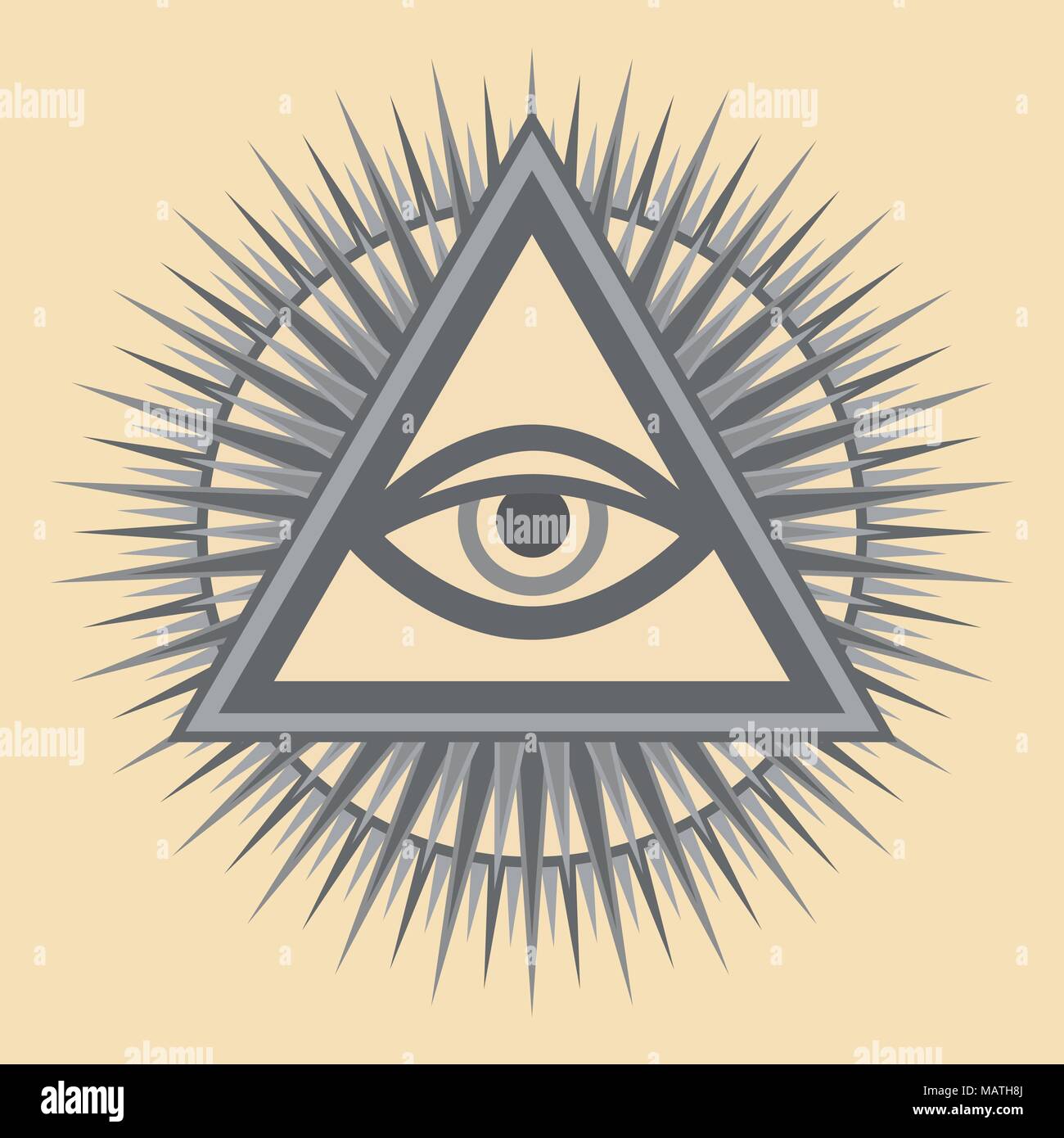 All-Seeing Eye de Dieu (l'Œil de la Providence | Oeil de l'Omniscience | Delta lumineux | Oculus Dei). Symbole sacré mystique de la Franc-maçonnerie et des Illuminati. Illustration de Vecteur