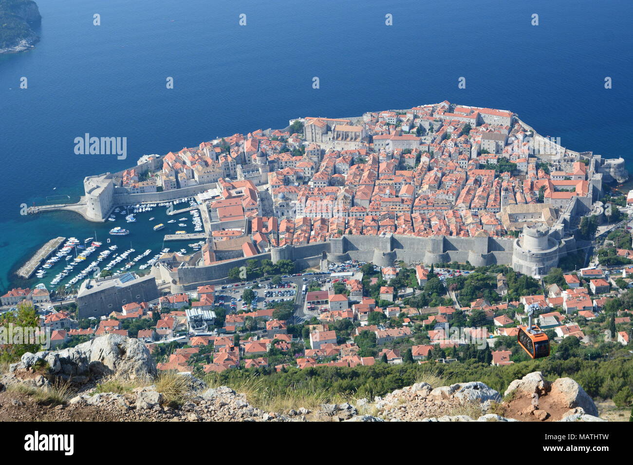 Panorama depuis la colline de Srd. Dubrovnik. La Croatie Banque D'Images