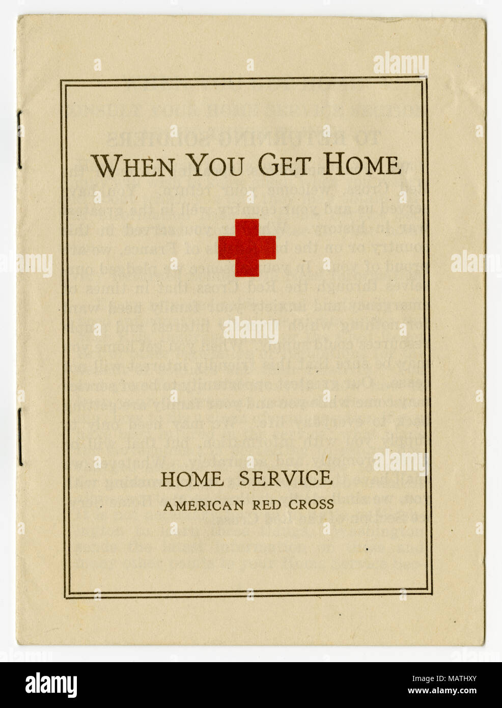 La Première Guerre mondiale, American Red Cross Brochure Banque D'Images