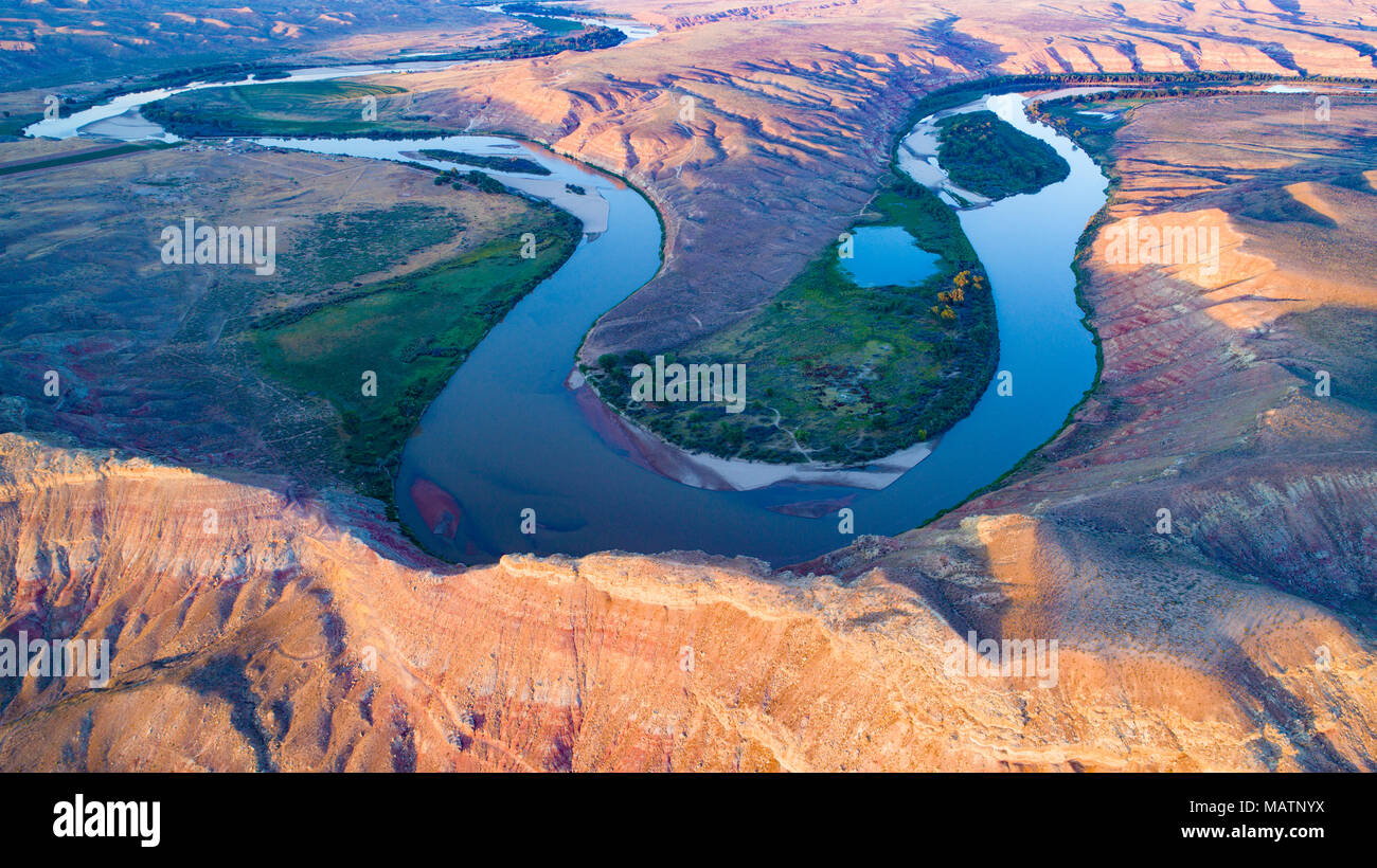 Les virages de la Green River au-dessous de Jenson, Utah Banque D'Images