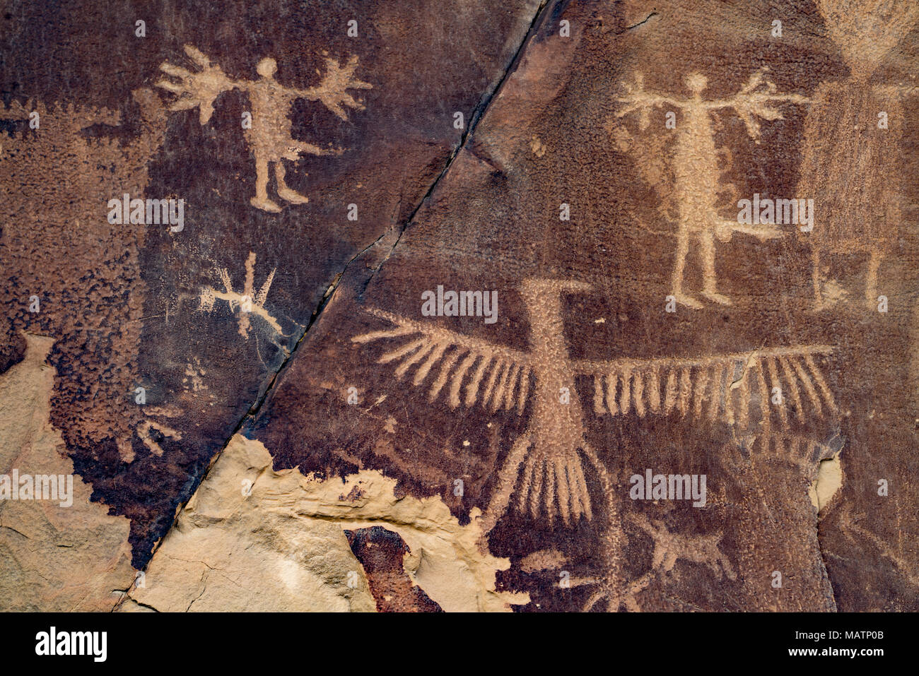 Des pétroglyphes, Legend Rock State Site Archéologique, Wyoming Dinwoody rock art antique Style Banque D'Images