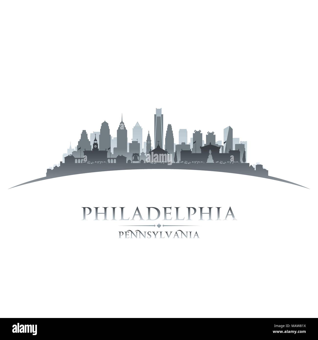 Philadelphia New York city skyline silhouette. Vector illustration Illustration de Vecteur