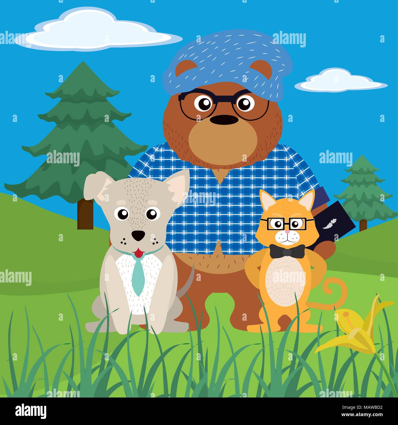 Des Animaux Sur La Nature Des Dessins Animes Image Vectorielle Stock Alamy