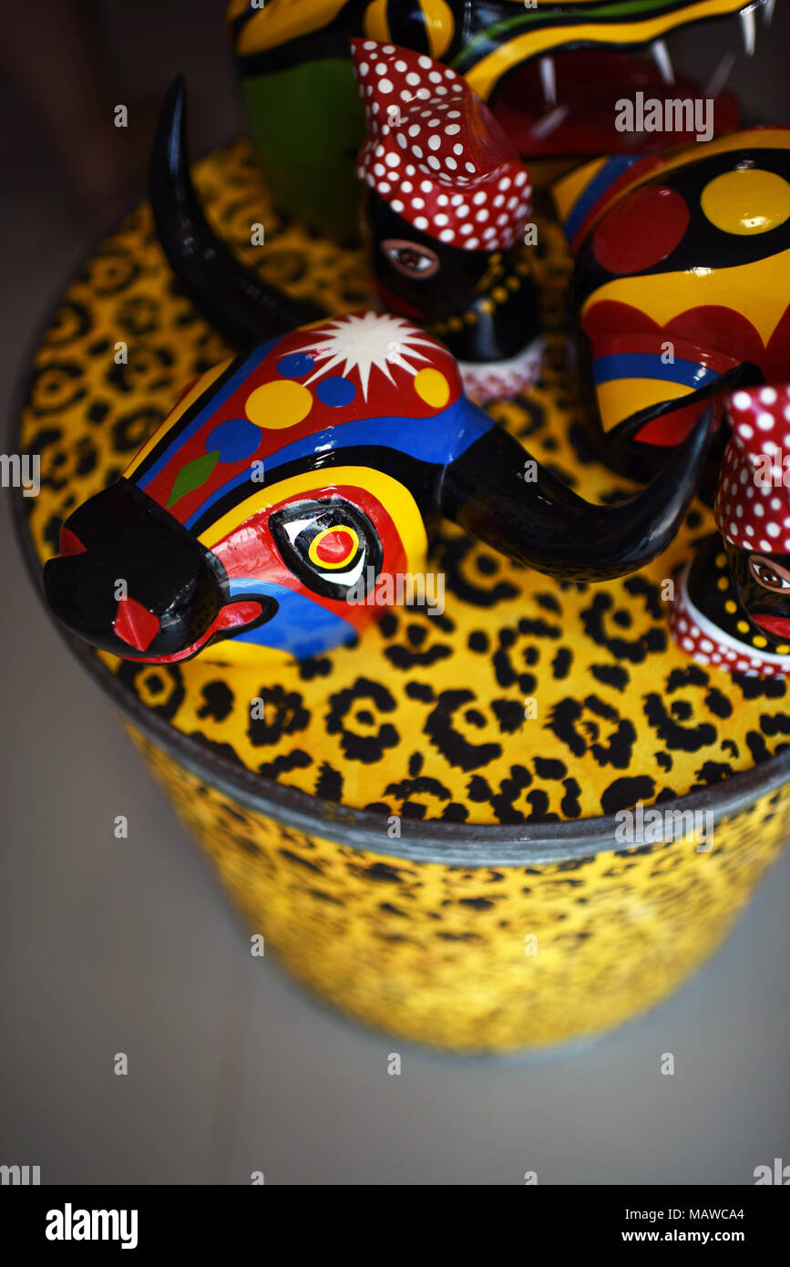 Masques faits main et atelier de bricolage, studio et boutique à Barranquilla, Colombie. Banque D'Images