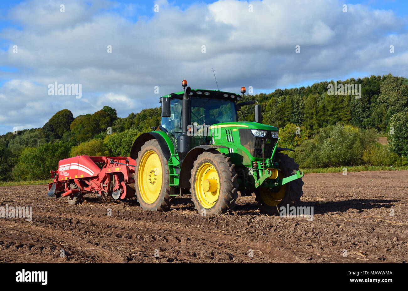 John Deere 6195R Banque D'Images