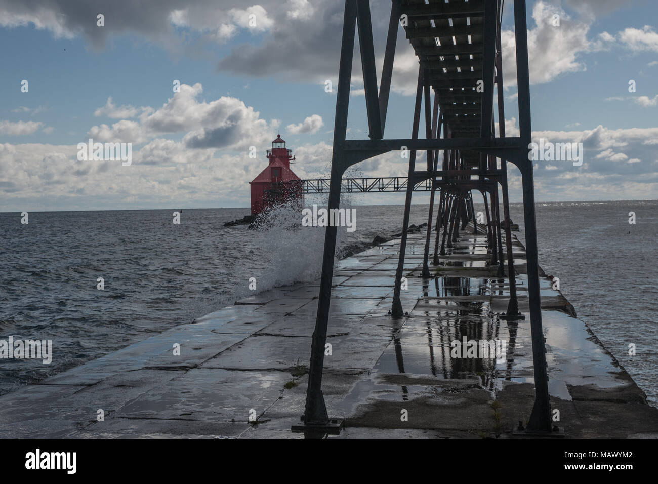 Sturgeon Bay Ship Canal Nord Pierhead Lighthouse Banque D'Images