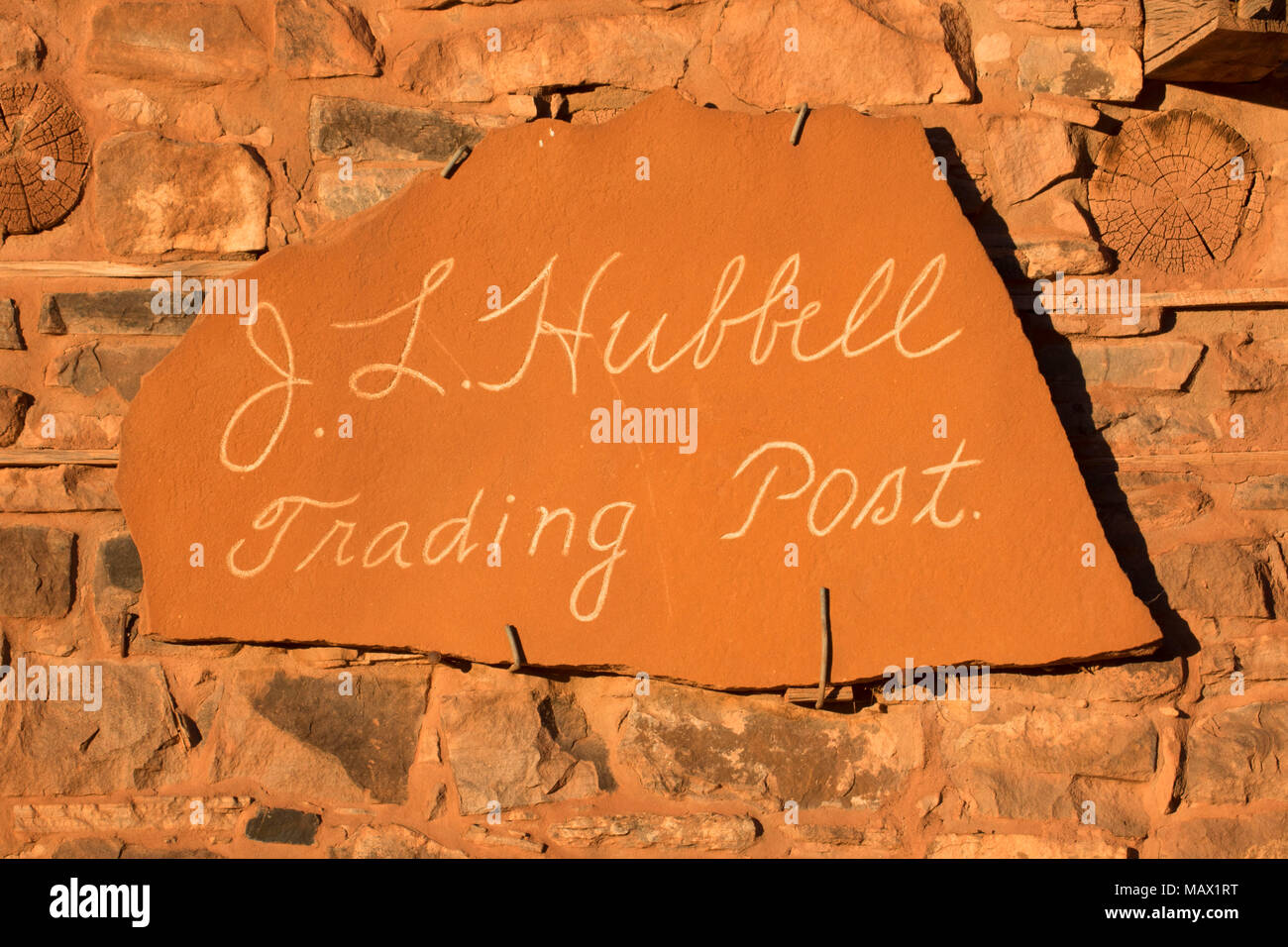 Trading Post sign, Hubbell Trading Post National Historic Site, Arizona Banque D'Images