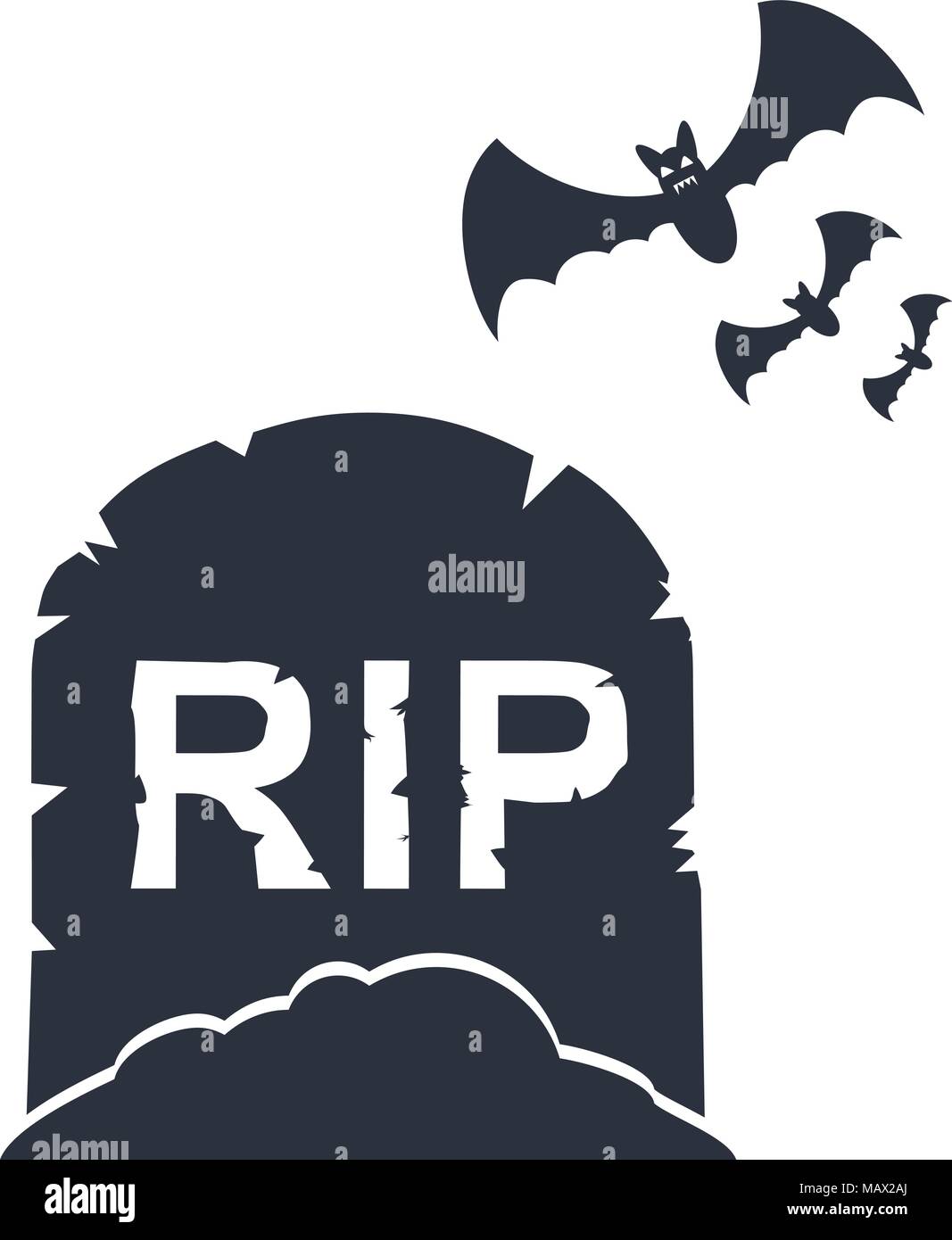 Pierre tombale avec des chauves-souris. Arrière-plan de l'Halloween. Vector illustration. Illustration de Vecteur