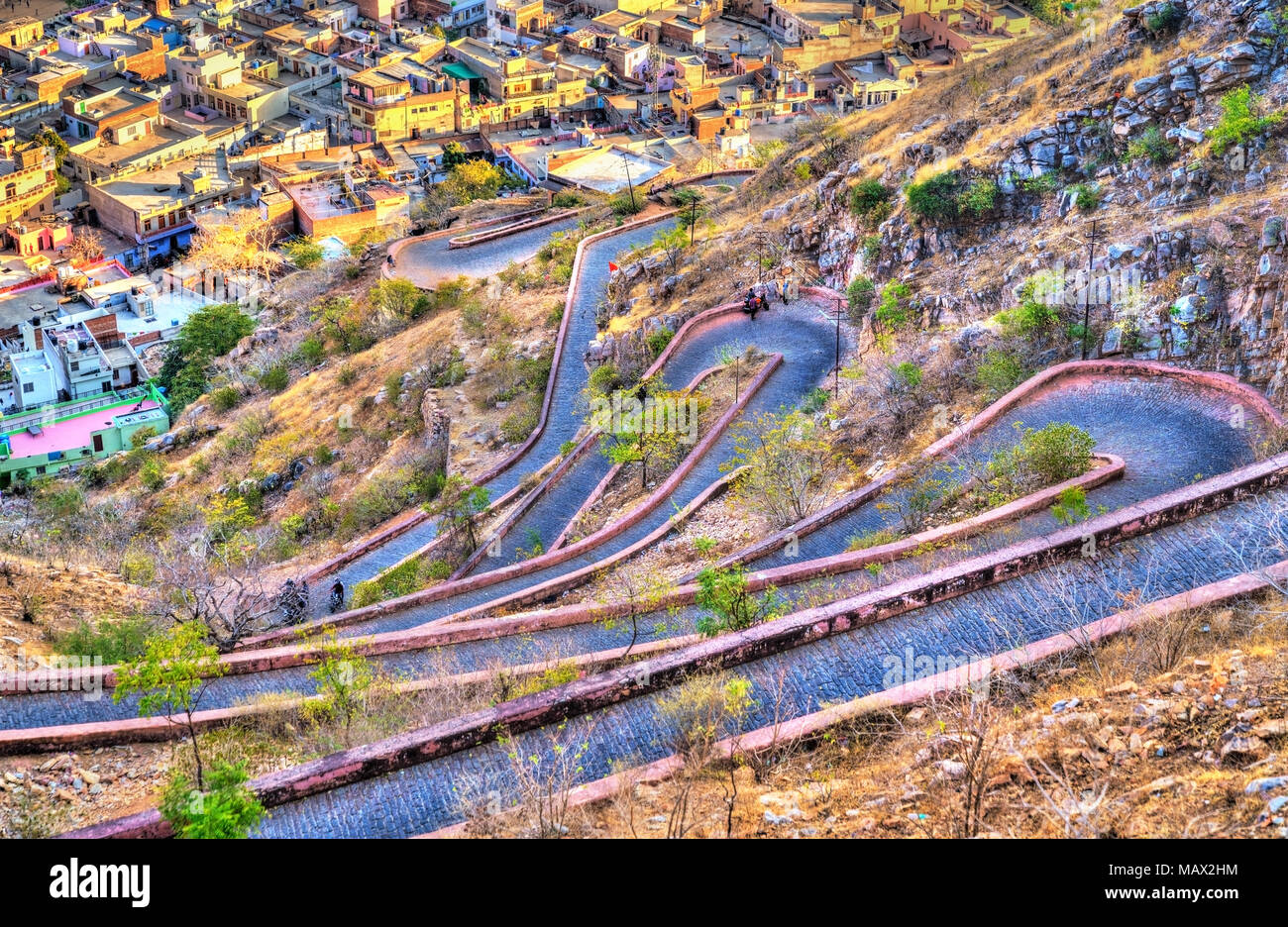 Route vers Fort Nahargarh de Jaipur - Rajasthan, Inde Banque D'Images