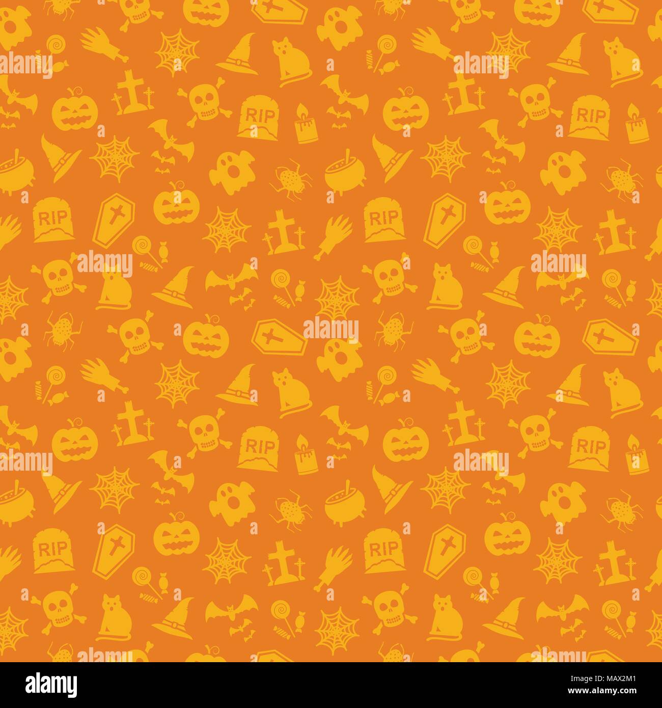 Fond orange Halloween. Modèle sans couture. Vector illustration. Illustration de Vecteur