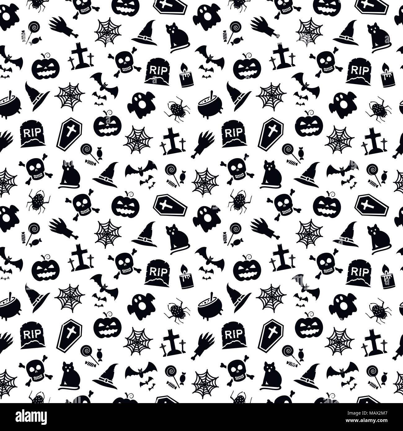 Seamless background Halloween avec différents objets religieux. Vector illustration. Illustration de Vecteur