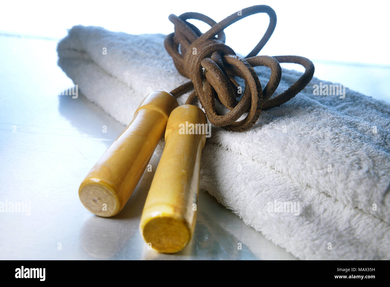 Montréal,Canada,4,avril,2018.Exercer la corde à sauter sur une serviette blanche.Credit:Mario Beauregard/Alamy Live News Banque D'Images