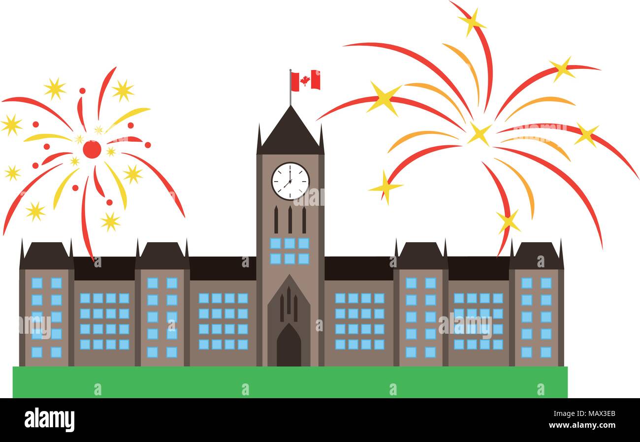 Bâtiment du Parlement d'Ottawa et d'artifice Illustration de Vecteur