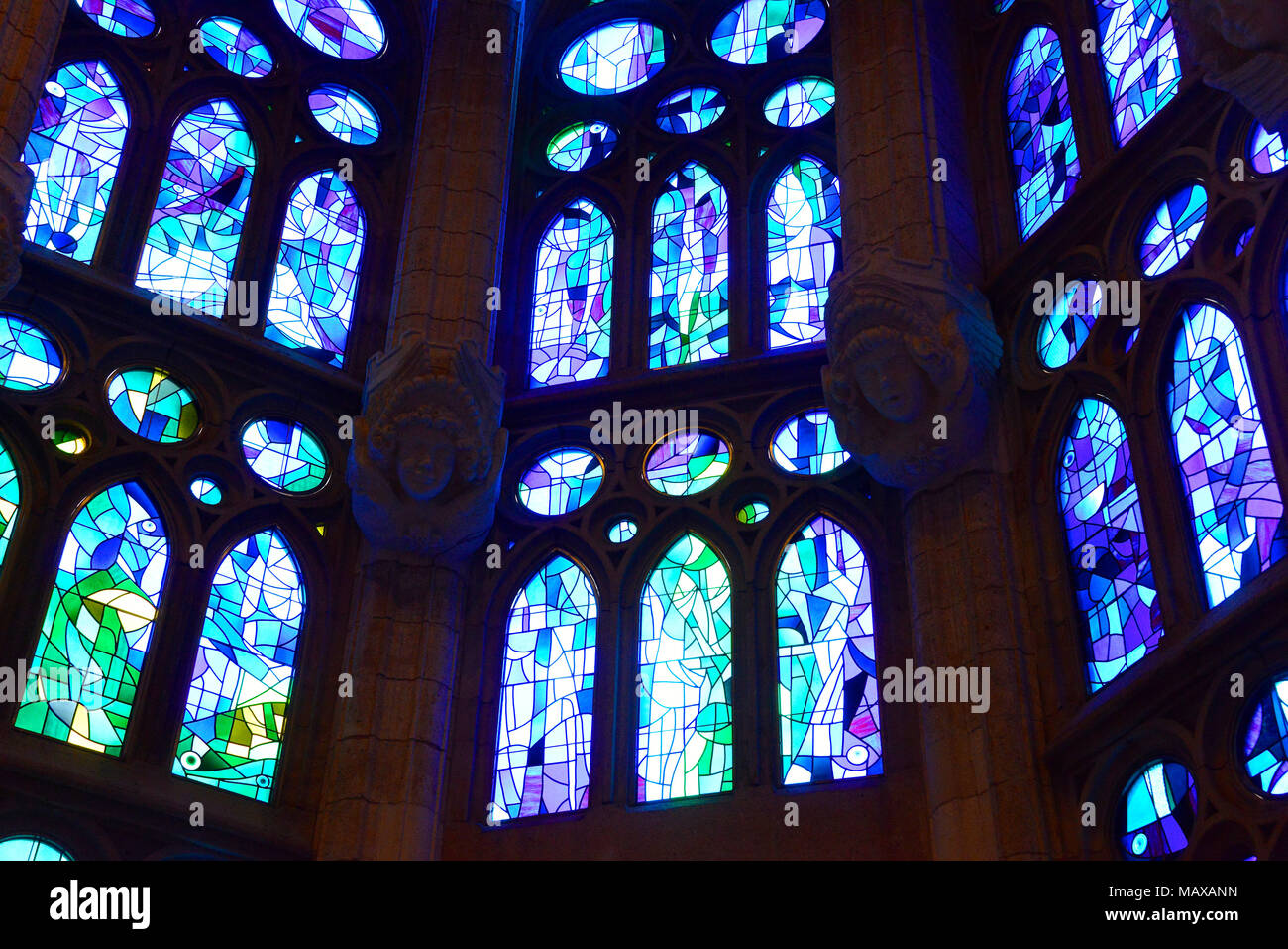 La basilique Sagrada Familia inachevée, Barcelone, conçu par Antoni Gaudi Banque D'Images