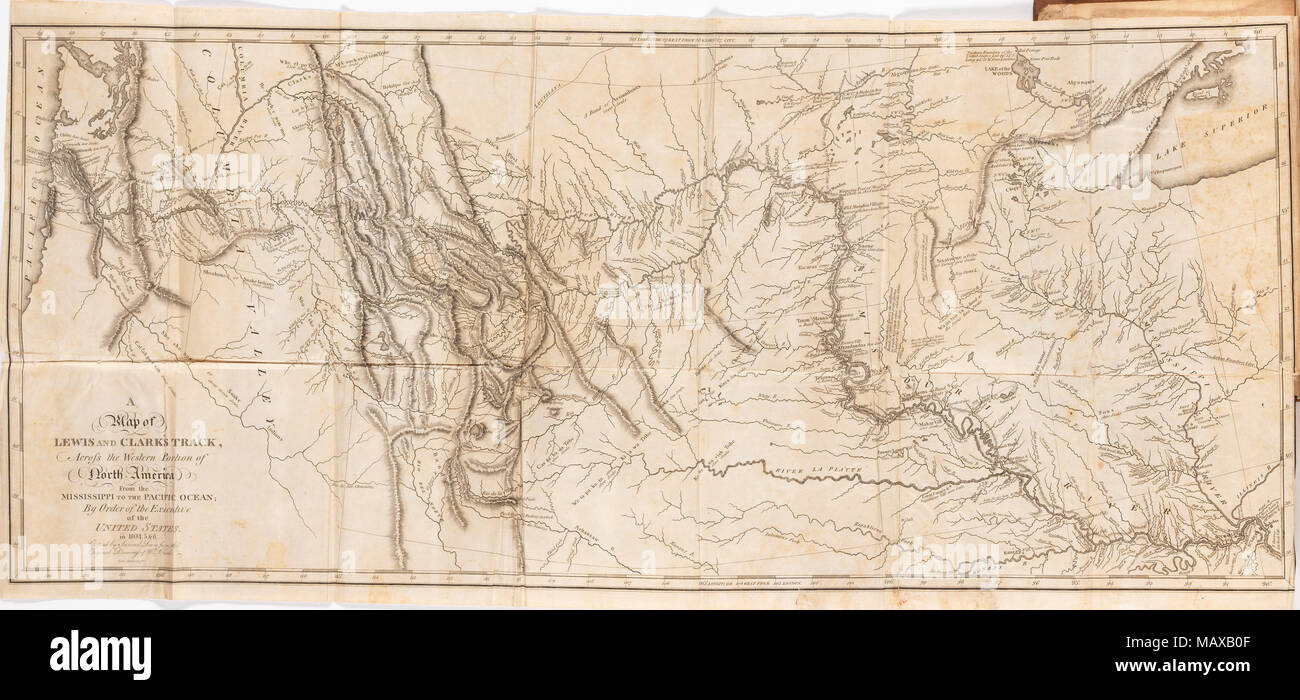 Plan de Lewis et Clark's Track dans toute la partie ouest de l'Amérique du Nord en 1804, 5 et 6 Banque D'Images