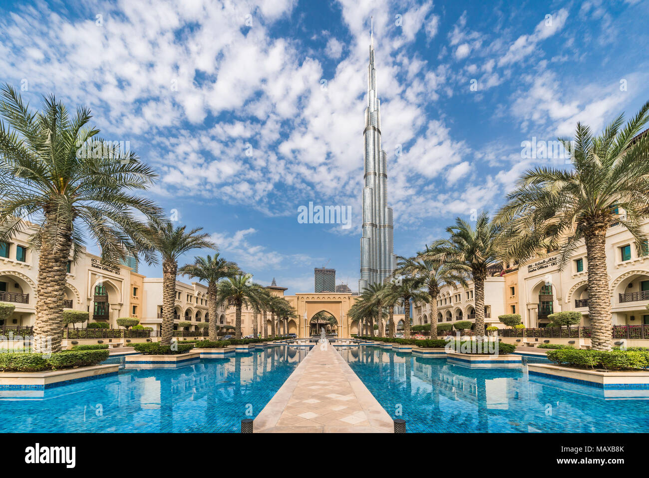 L'hôtel Palace et à l'image intérieure avec le Burj Khalifa au centre-ville de Dubaï, aux Émirats arabes unis, au Moyen-Orient. Banque D'Images