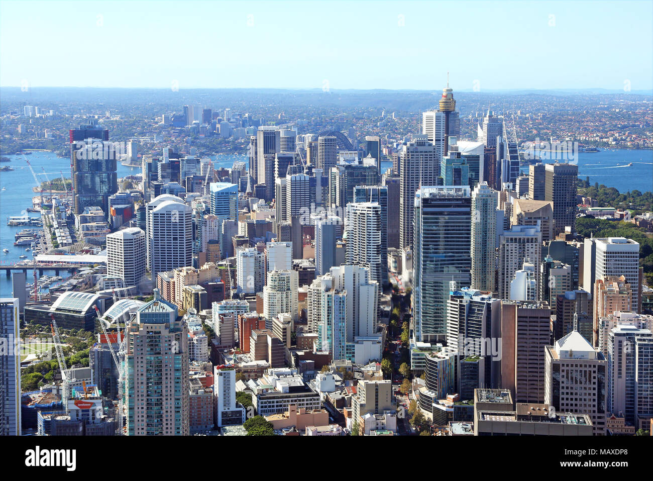 Vue aérienne de la ville de Sydney et de la CDB, Sydney, New South Wales, Australia Banque D'Images