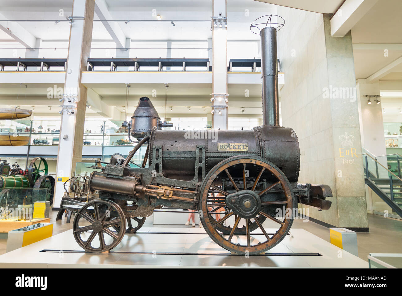 Stephenson's Rocket Locomotive, 1829 dans le Science Museum, Londres, Royaume-Uni Banque D'Images
