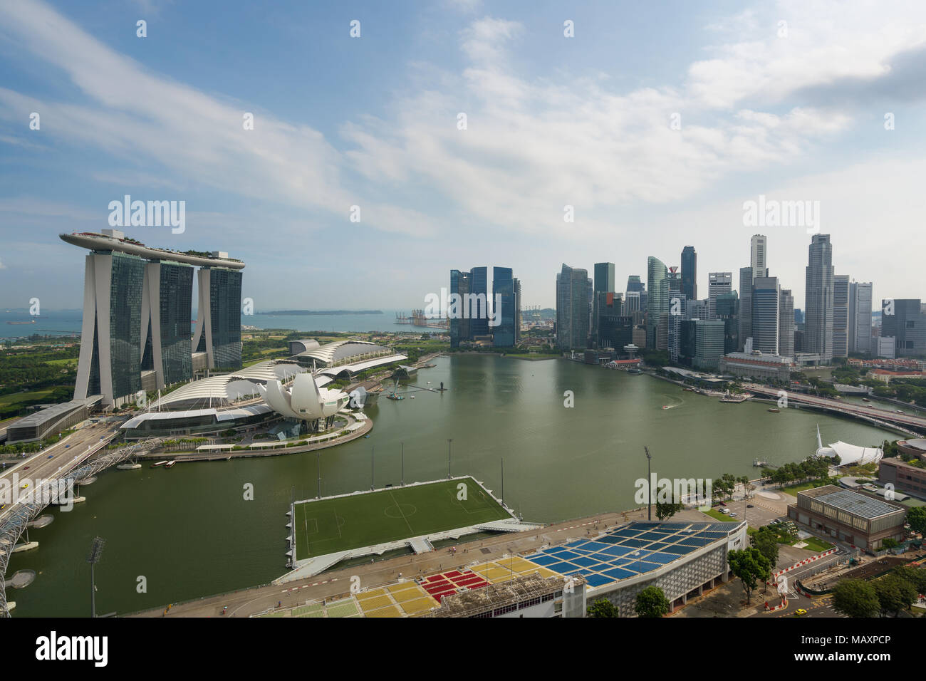 Panorama du quartier des affaires de Singapour Singapour skyline et gratte-ciel du matin, à Marina Bay, Singapour. Asie Banque D'Images