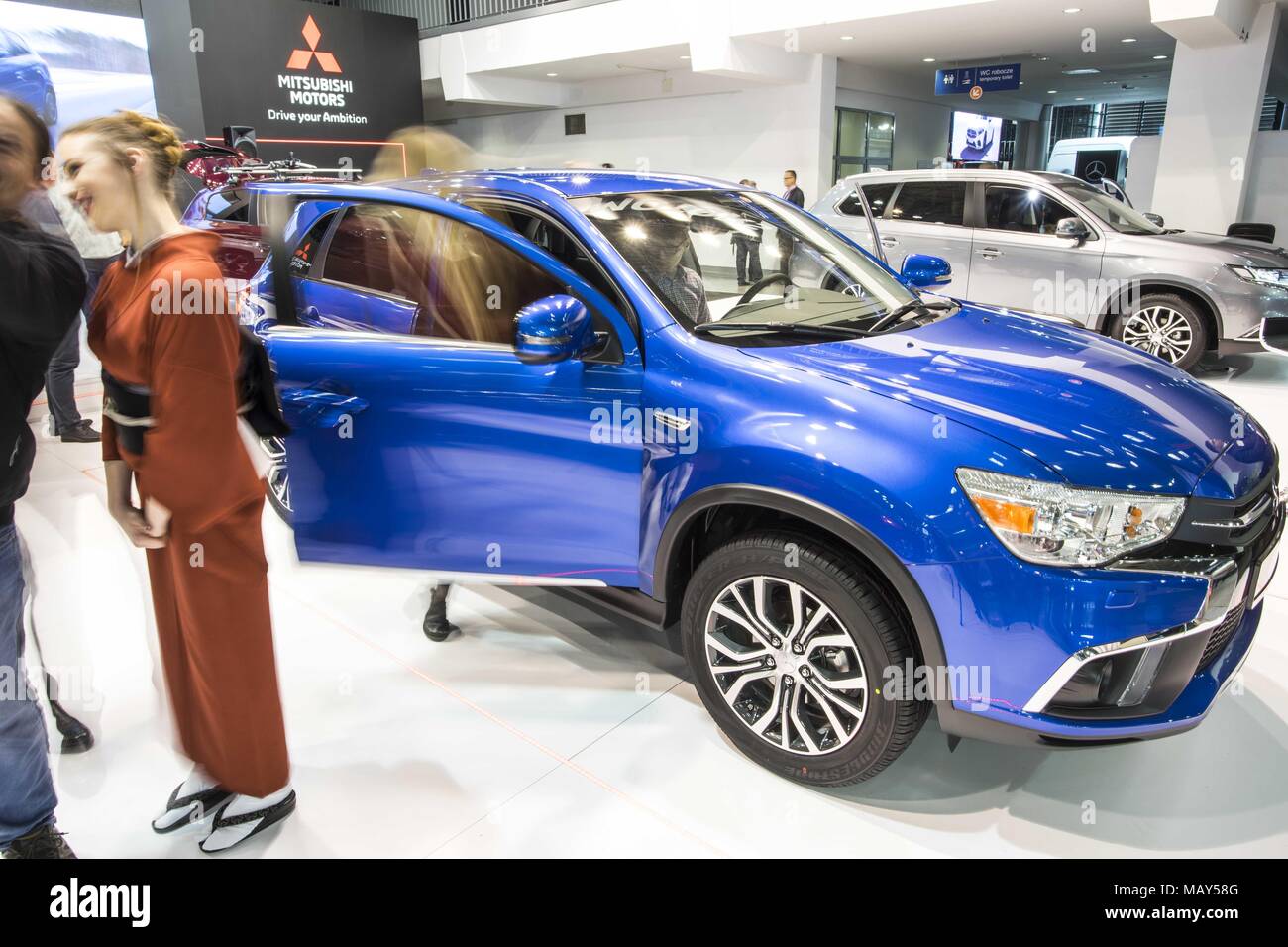 Poznan, Pologne, Grande Pologne. 5ème apr 2018. Poznan Motor Show 2018 est le plus grand de l'automobile en France et le quatrième en Europe. L'édition de cette année présente des véhicules en quatre salons : auto, moto, caravaning, camion et s'est tenu sous le slogan ''otorization de demain''. À la foire, vous pouvez voir plus de 60 premières mondiales de l'automobile, les concept cars et une vision de l'avenir de l'automobile par les concepteurs et les ingénieurs. Credit : Dawid Tatarkiewicz/ZUMA/Alamy Fil Live News Banque D'Images