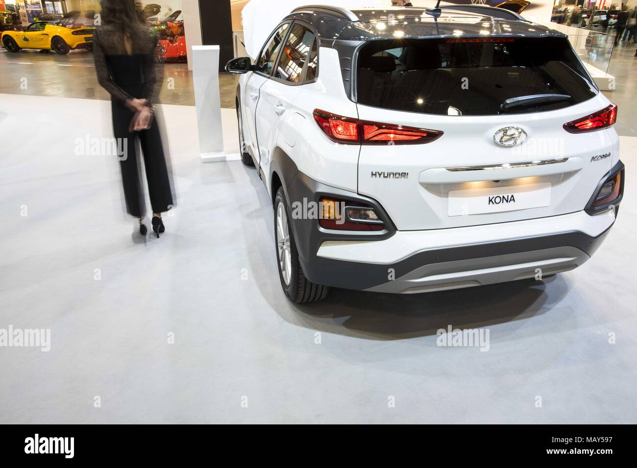 Poznan, Pologne, Grande Pologne. 5ème apr 2018. Poznan Motor Show 2018 est le plus grand de l'automobile en France et le quatrième en Europe. L'édition de cette année présente des véhicules en quatre salons : auto, moto, caravaning, camion et s'est tenu sous le slogan ''otorization de demain''. À la foire, vous pouvez voir plus de 60 premières mondiales de l'automobile, les concept cars et une vision de l'avenir de l'automobile par les concepteurs et les ingénieurs. Credit : Dawid Tatarkiewicz/ZUMA/Alamy Fil Live News Banque D'Images